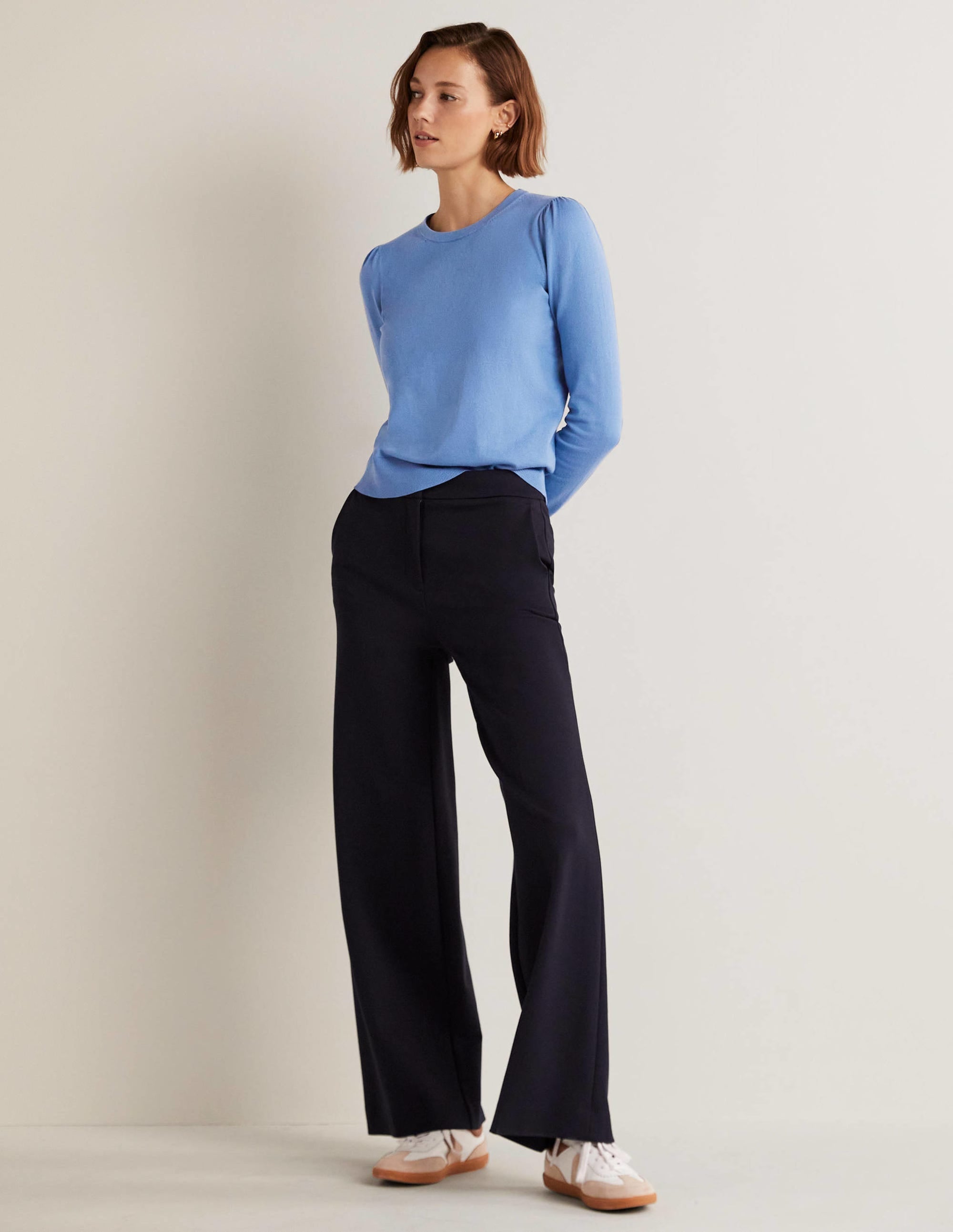 Cotton Crew Neck Jumper-Riviera Blue - Image 8