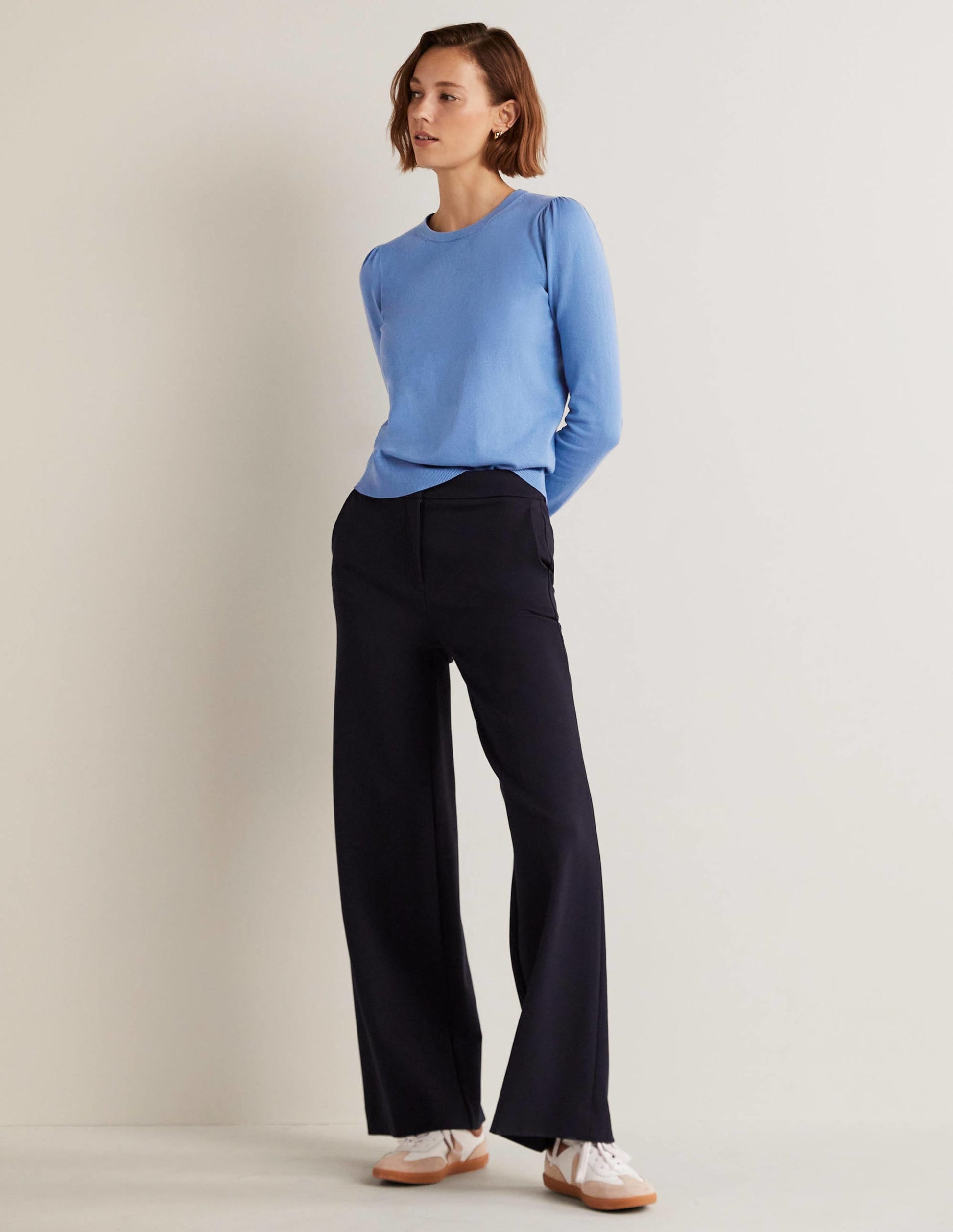 Cotton Crew Neck Jumper-Riviera Blue-4