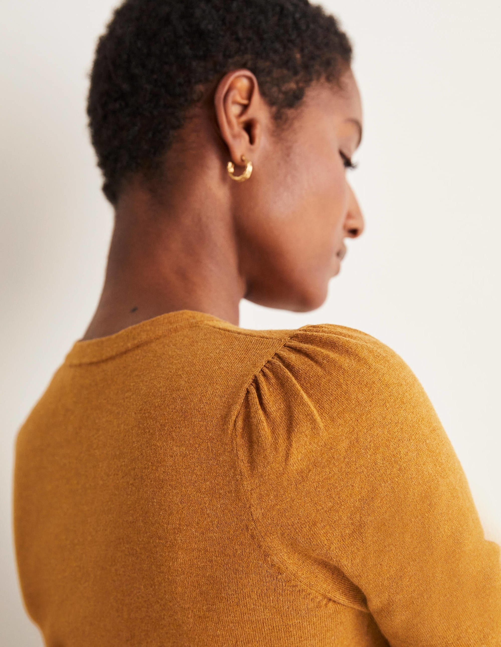 Cotton Crew Neck Jumper-Butterscotch Brown Melange - Image 6