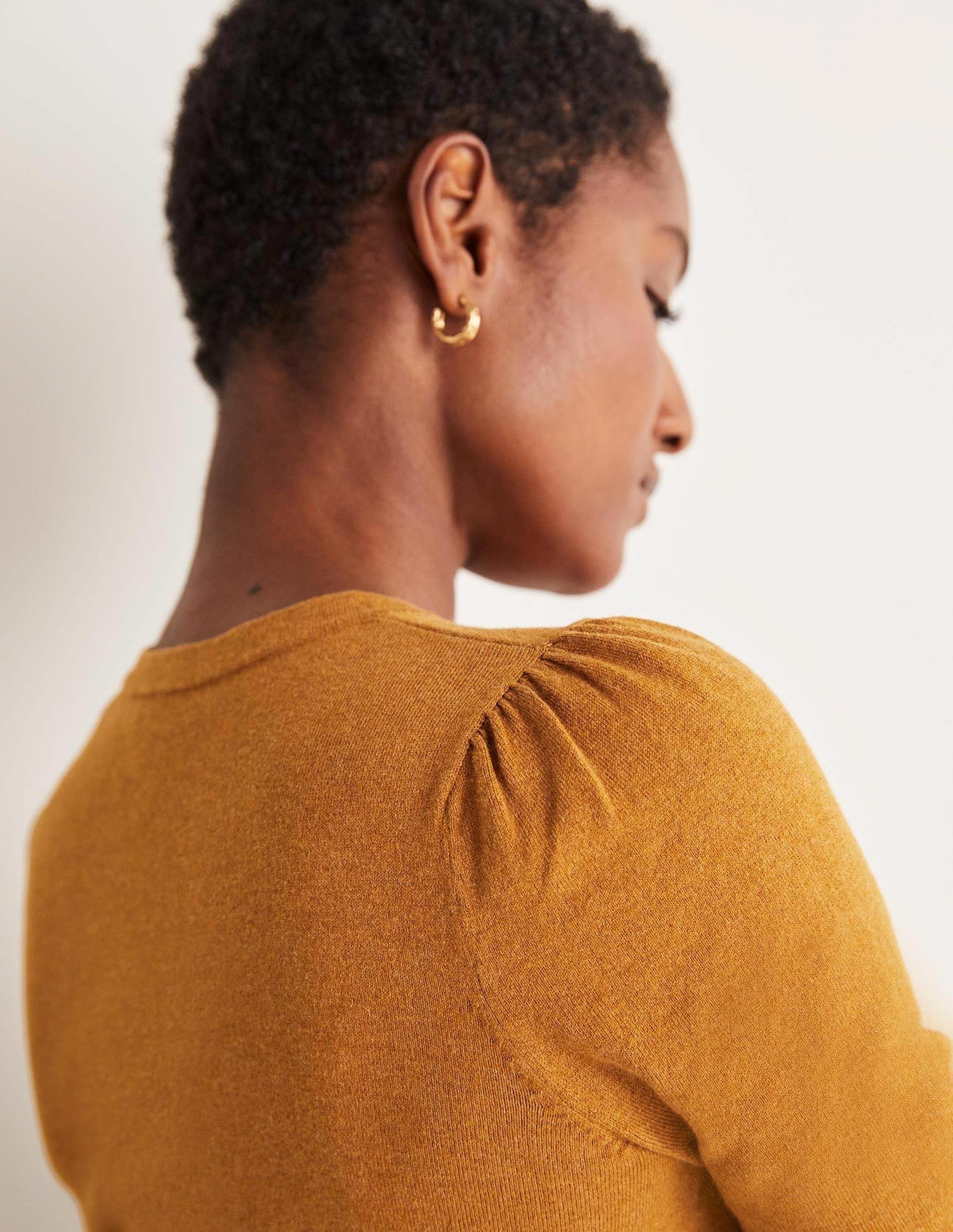 Cotton Crew Neck Jumper-Butterscotch Brown Melange - Image 2