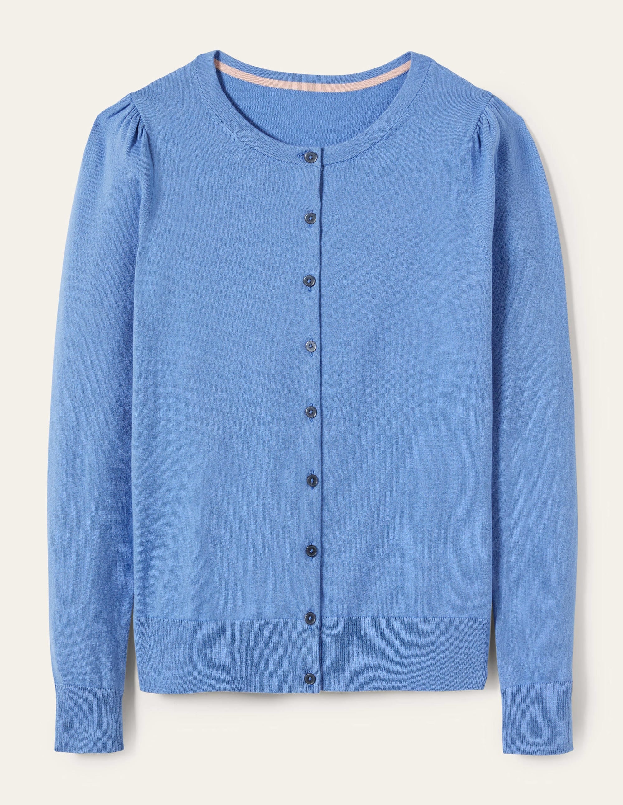 Cotton Crew Neck Cardigan-Riviera Blue - Image 9