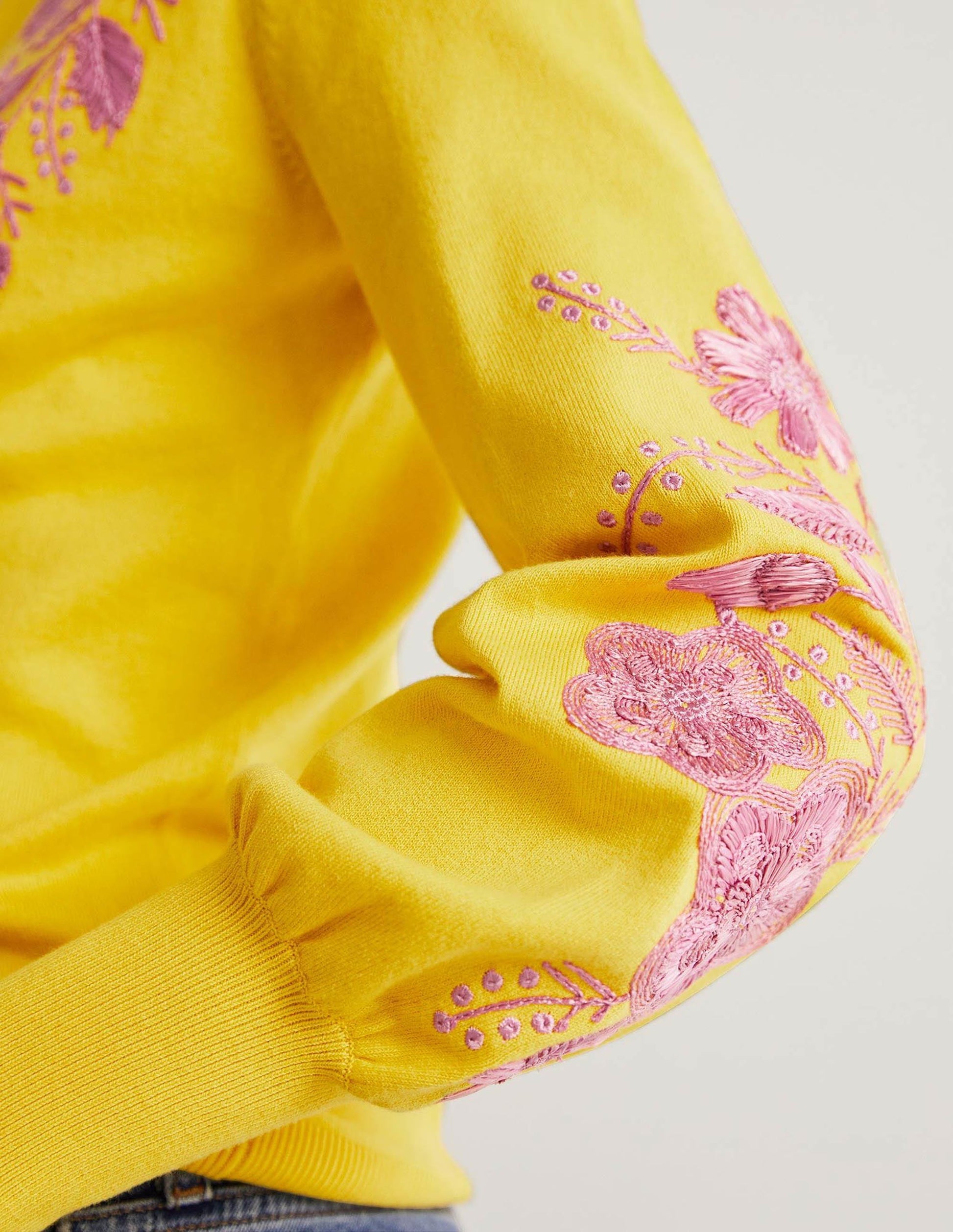 Embroidered Blouson Cardigan-Lemon Fizz-2