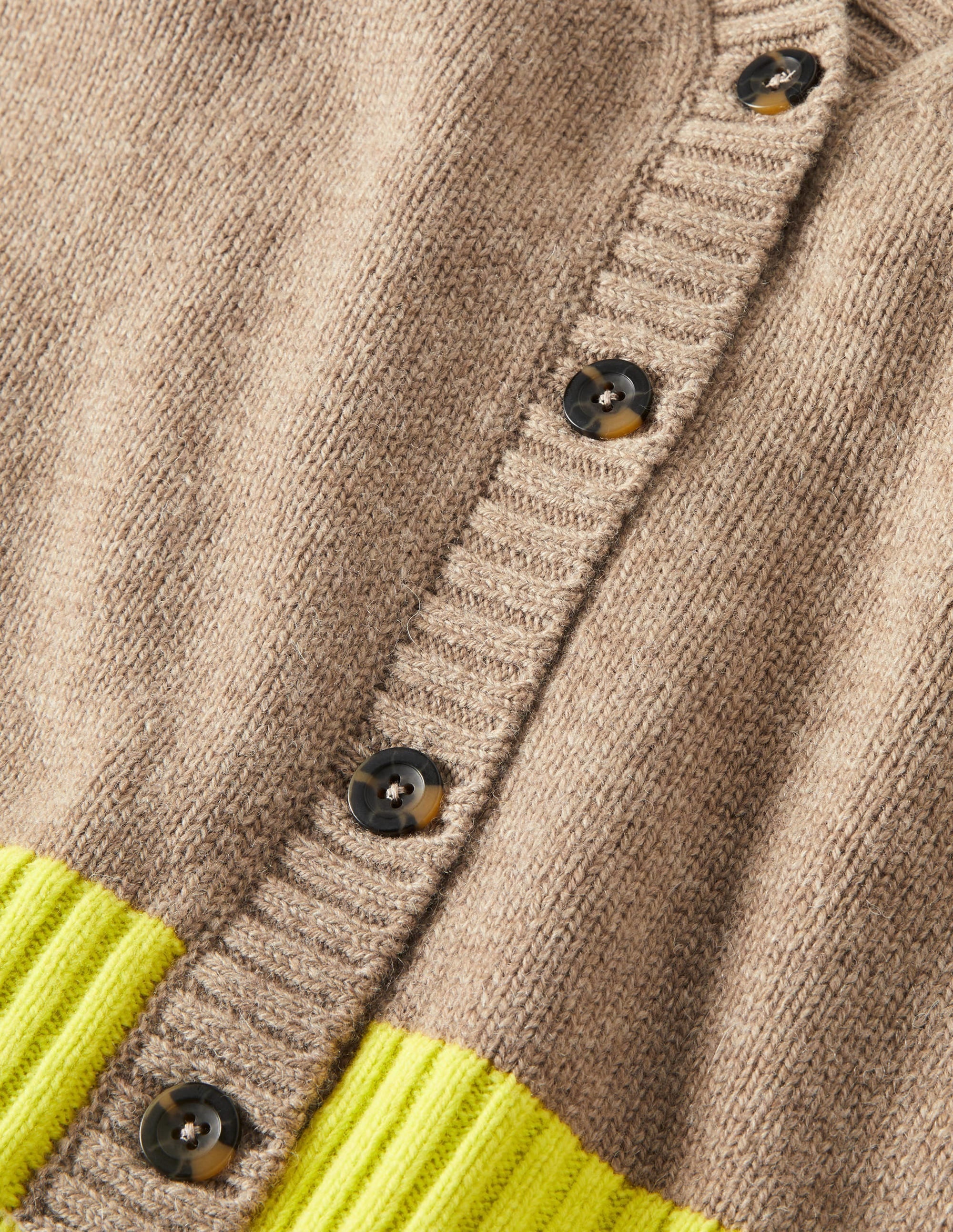 Button Up Knitted Tank Top-Dark Mink Melange, Neon Yellow - Image 5
