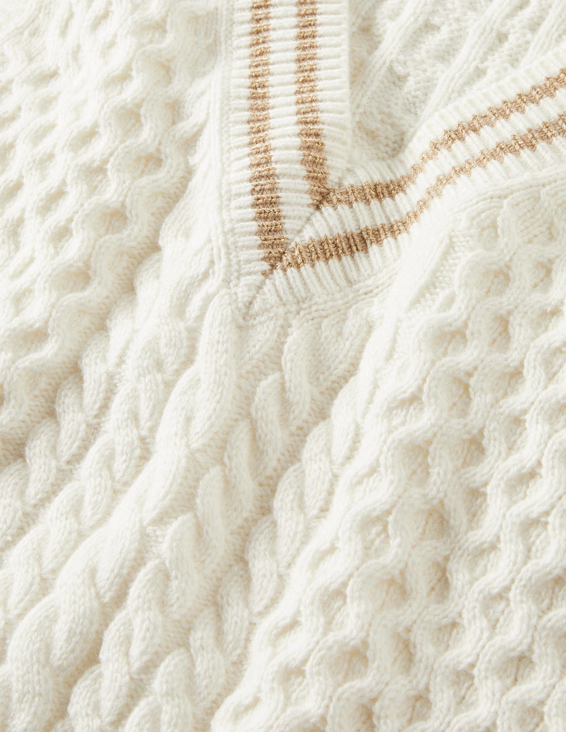 Cable Knit V-neck Tank Top-Ivory-6