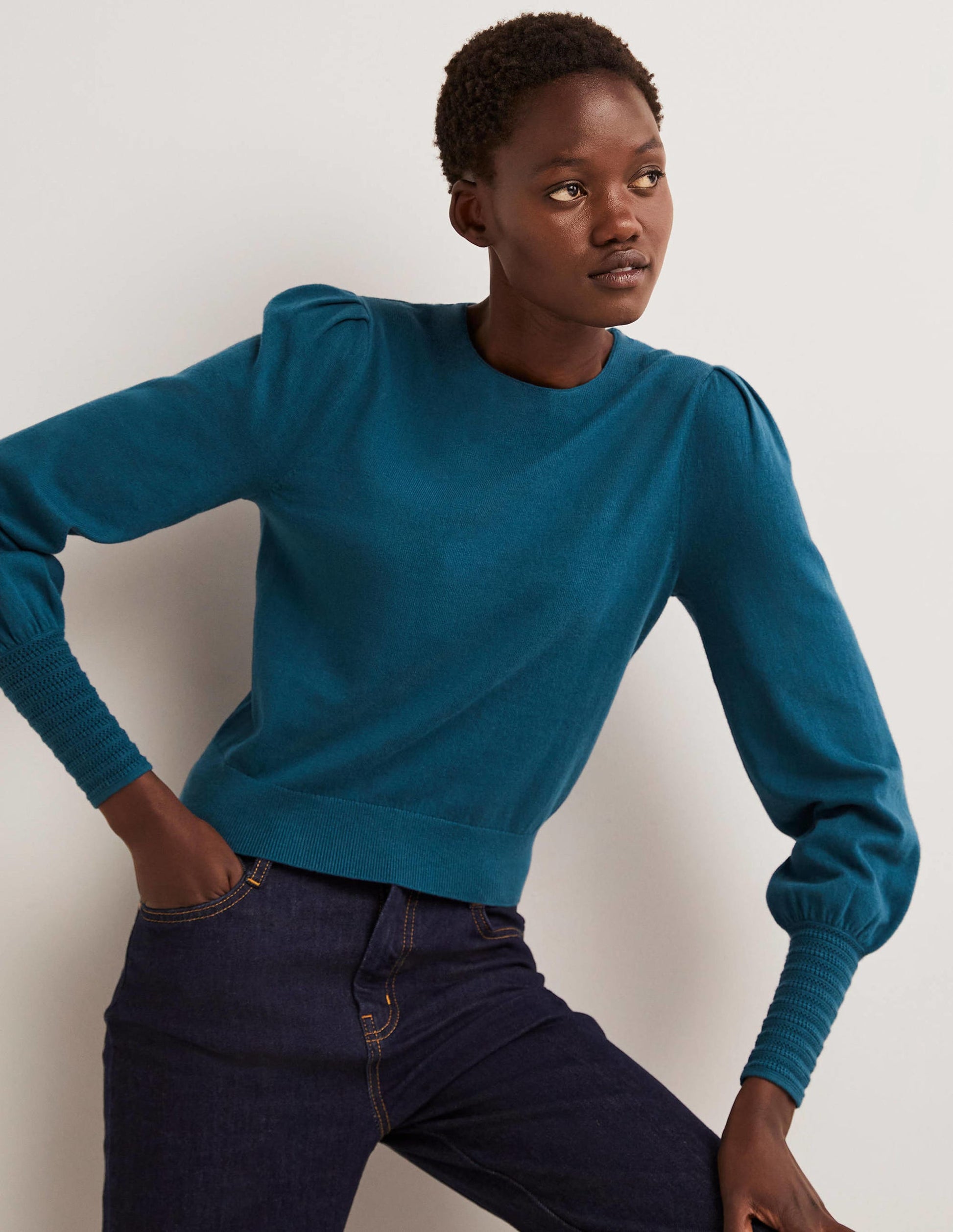 Pointelle-Detailed Jumper-Baltic Blue-5