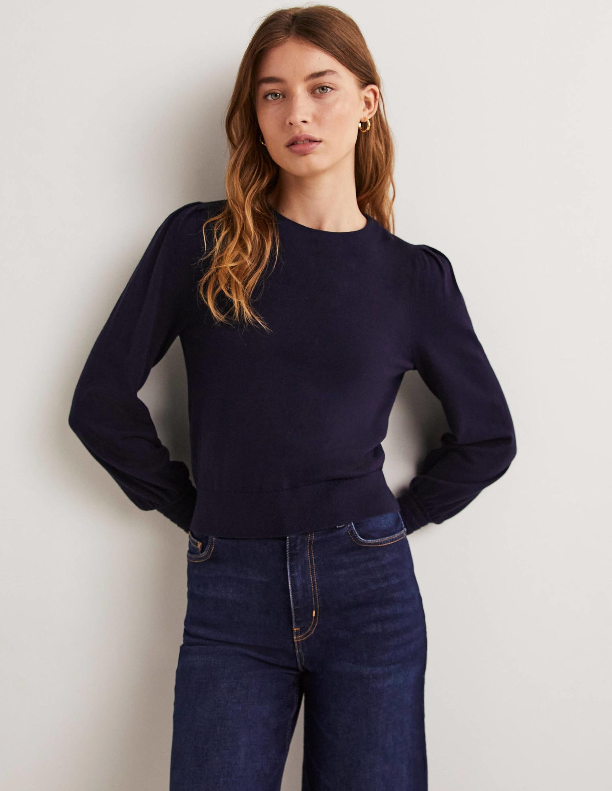 Pointelle-Detailed Jumper-Navy-1