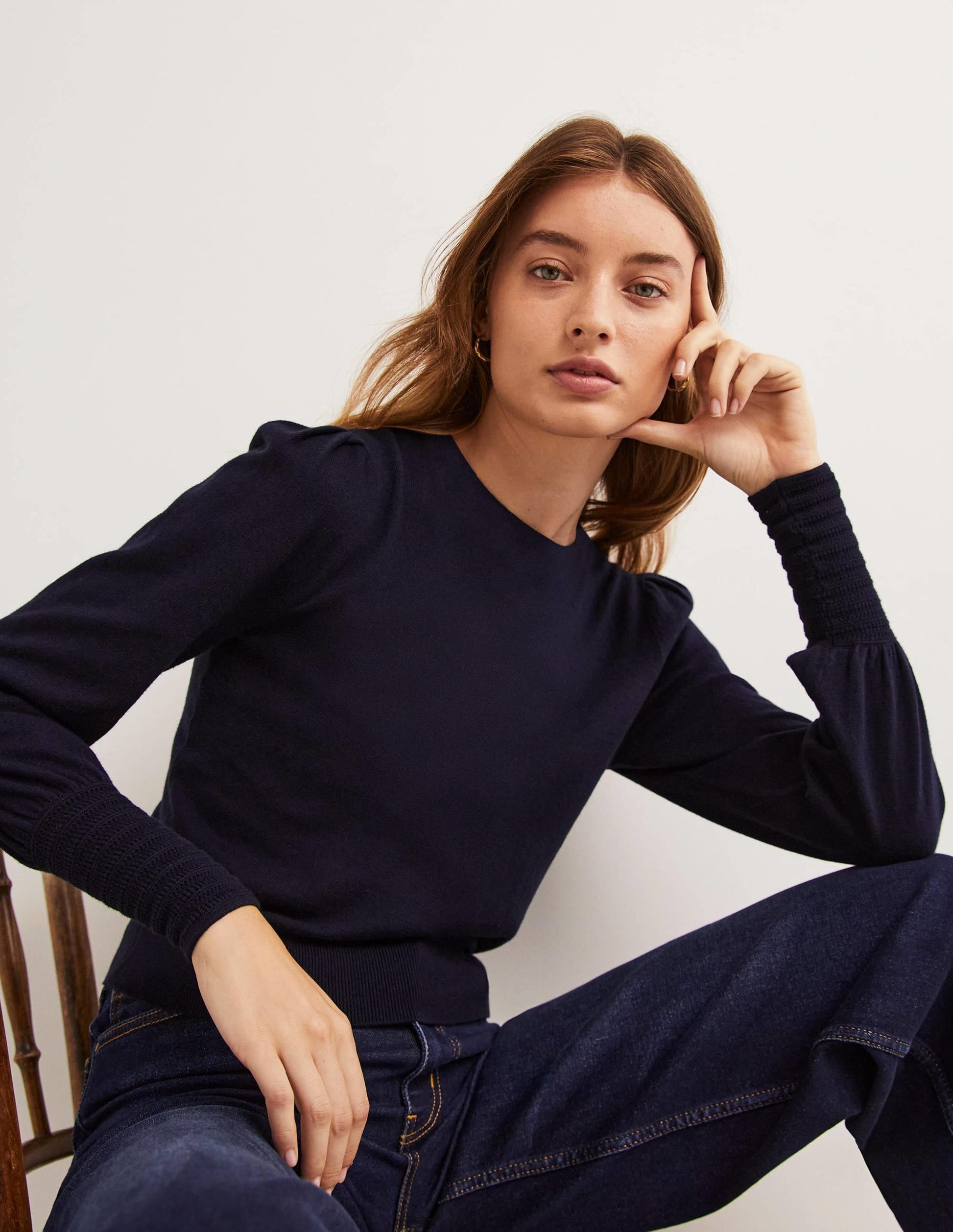 Pointelle-Detailed Jumper-Navy-4