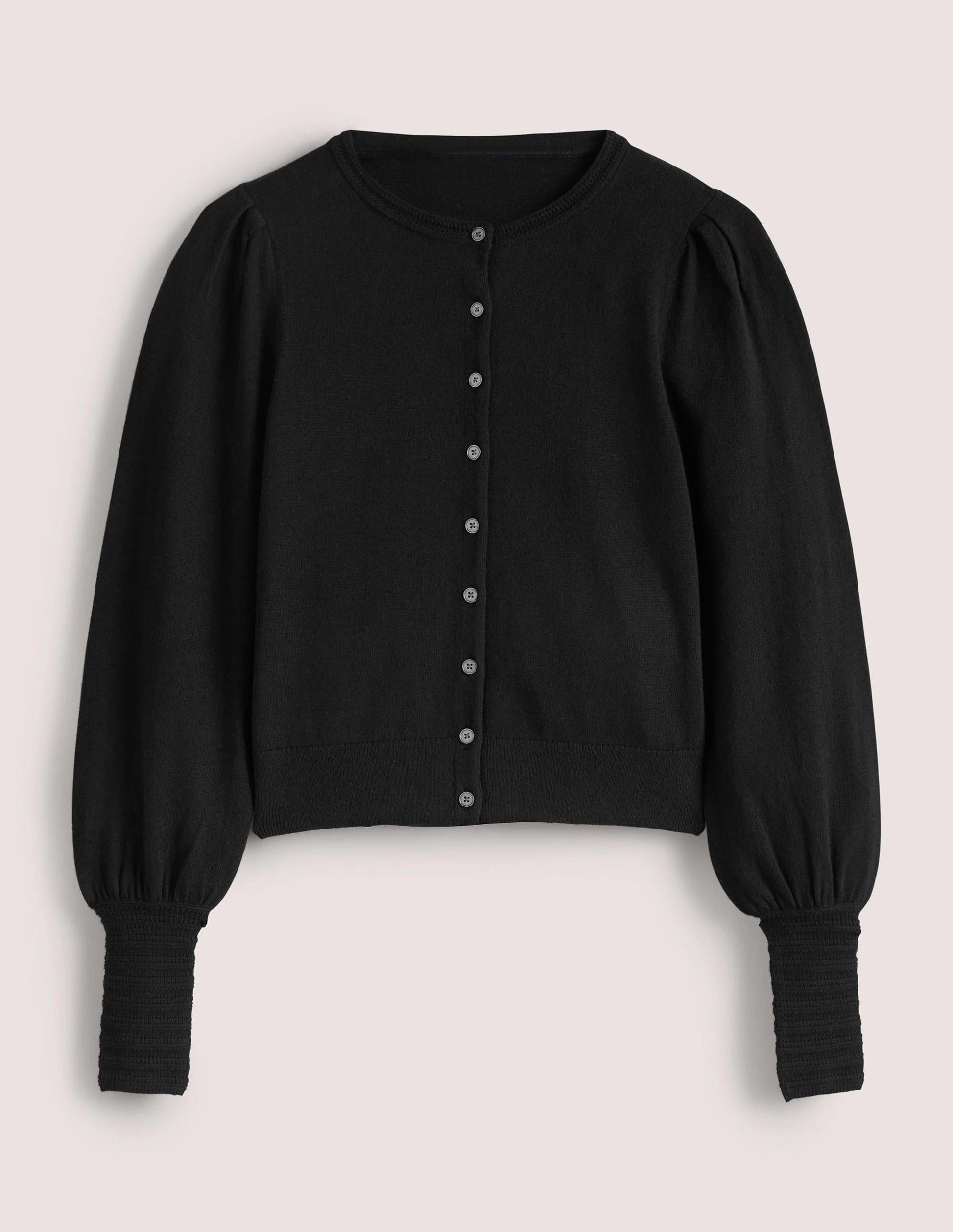 Pointelle Detail Cardigan-Black-7