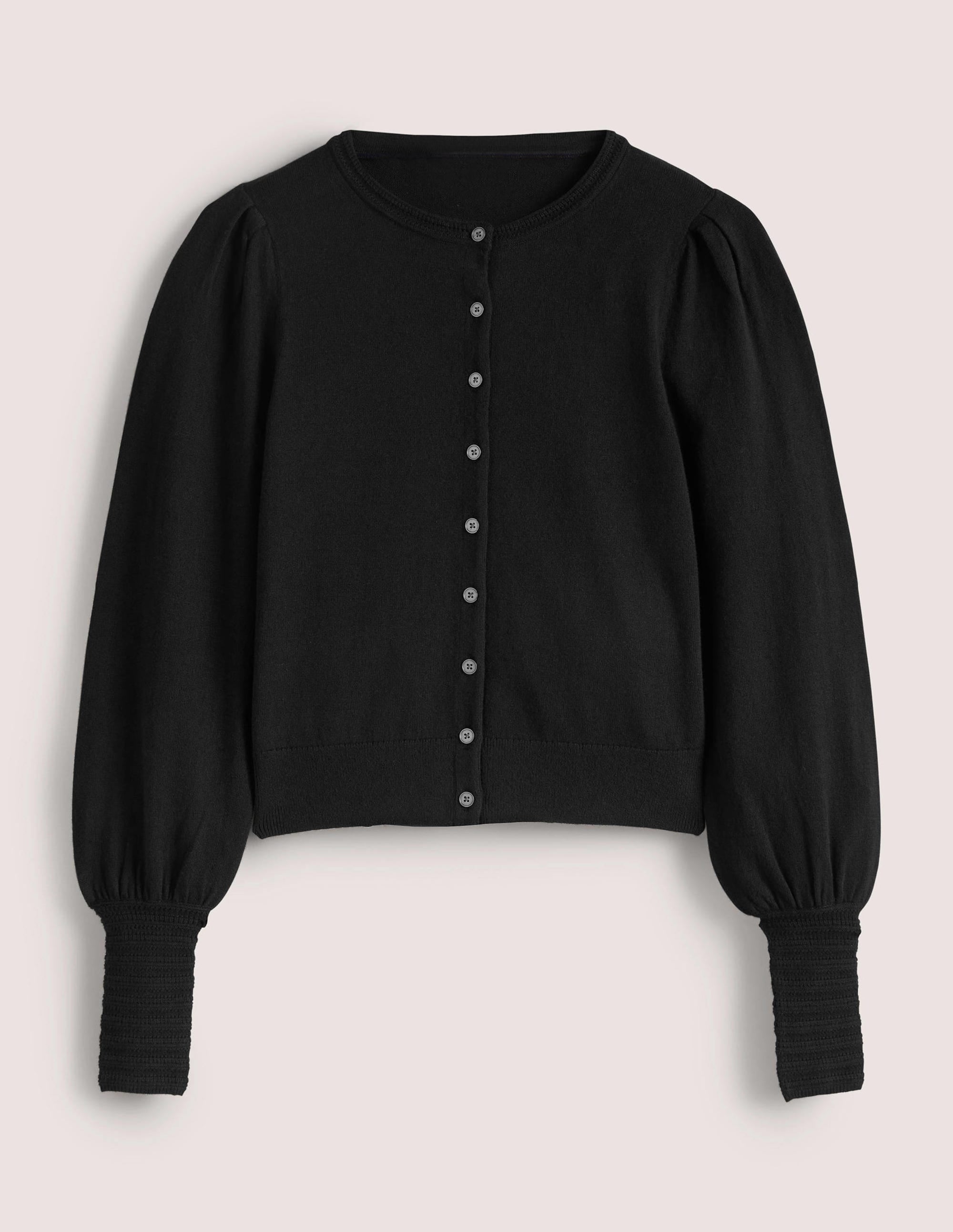 Pointelle Detail Cardigan-Black - Image 7