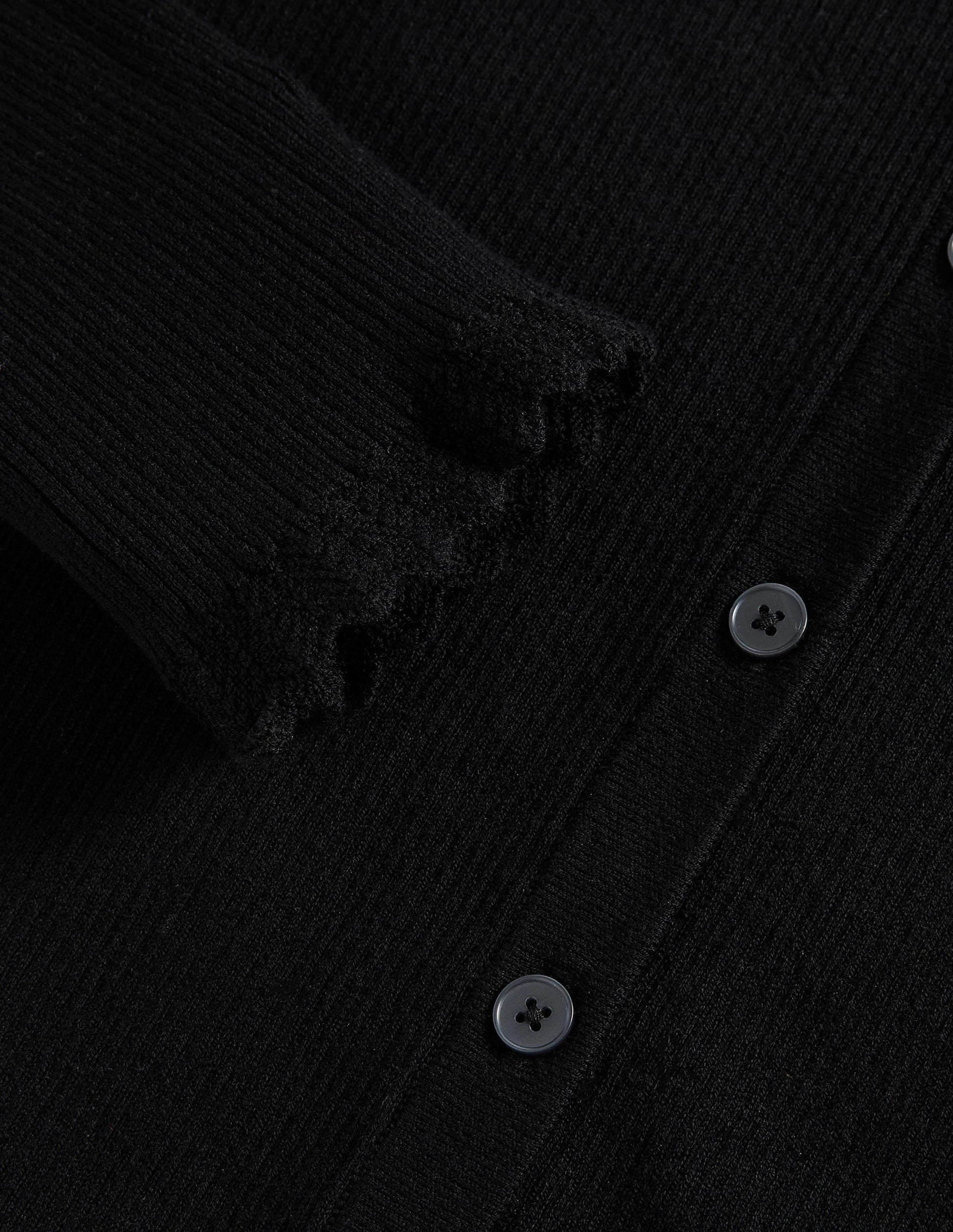Ribbed Sweetheart Cardigan-Black-6