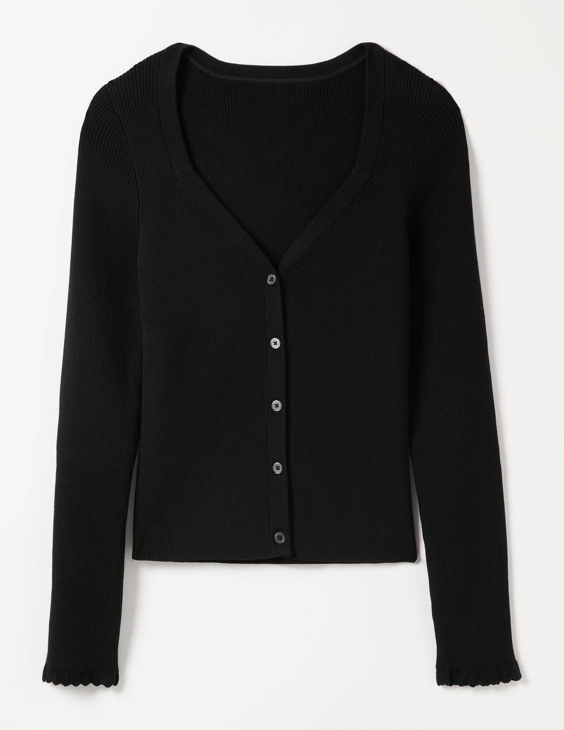 Ribbed Sweetheart Cardigan-Black-9
