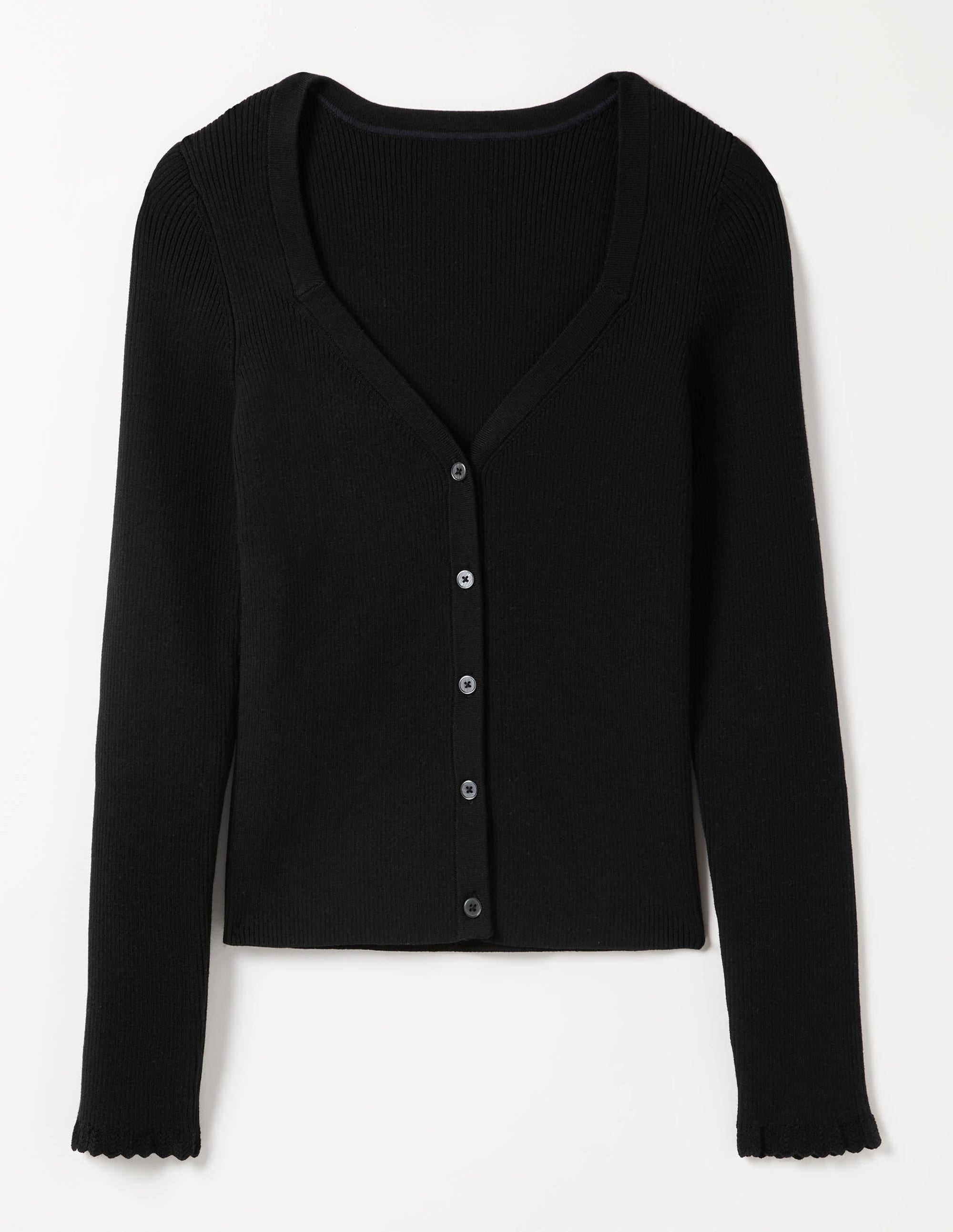 Ribbed Sweetheart Cardigan-Black - Image 9