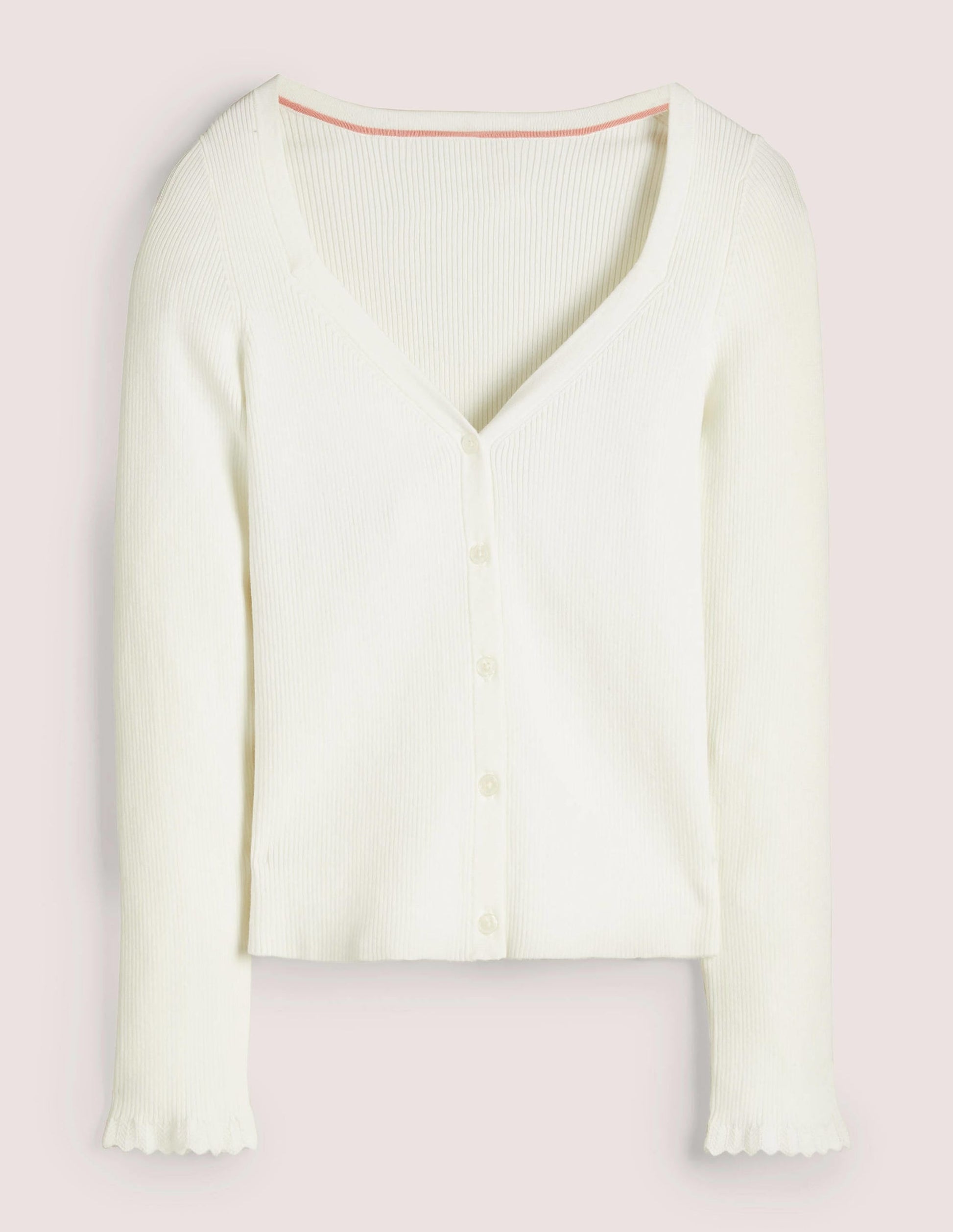 Ribbed Sweetheart Cardigan-Ivory-5