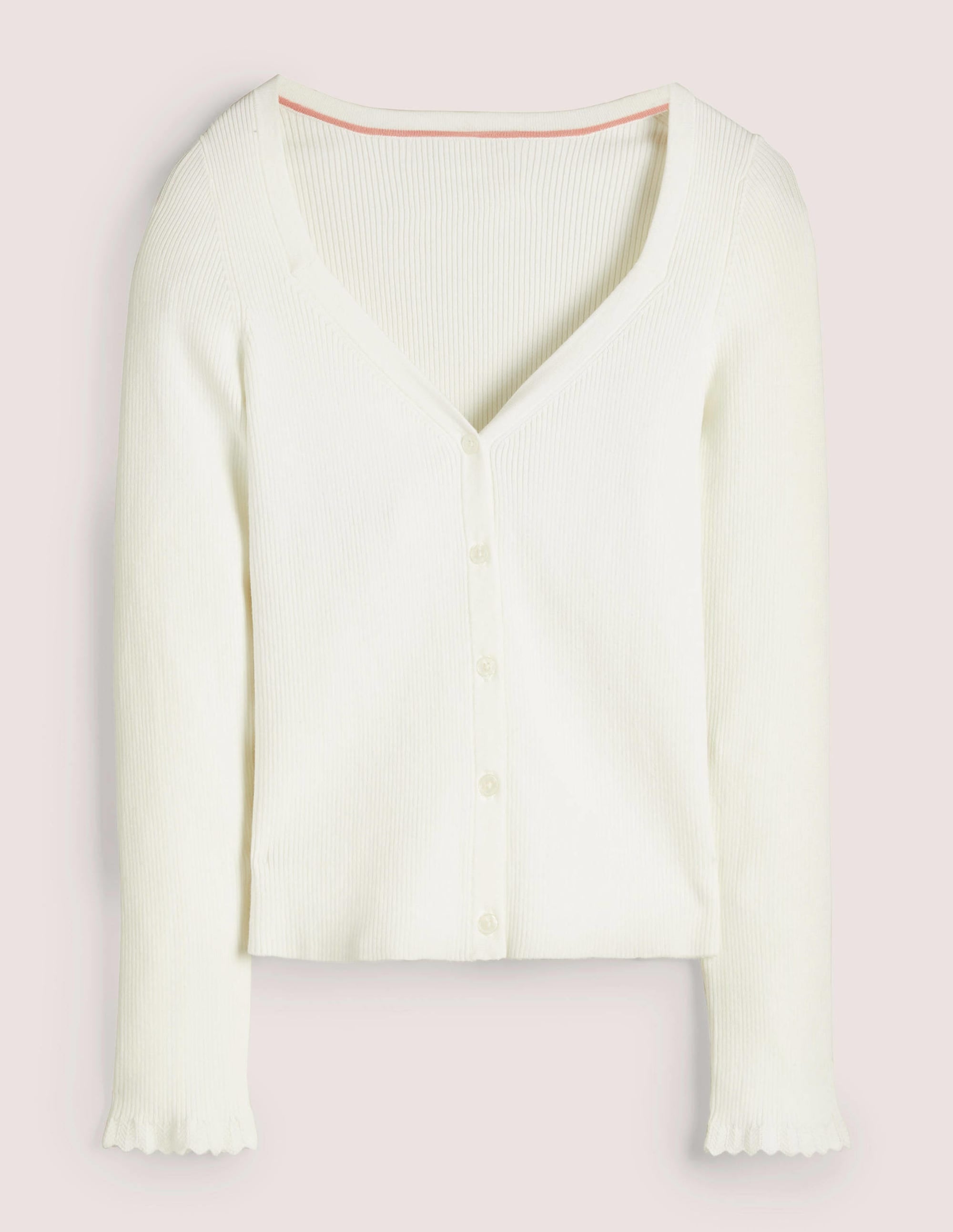 Ribbed Sweetheart Cardigan-Ivory - Image 5