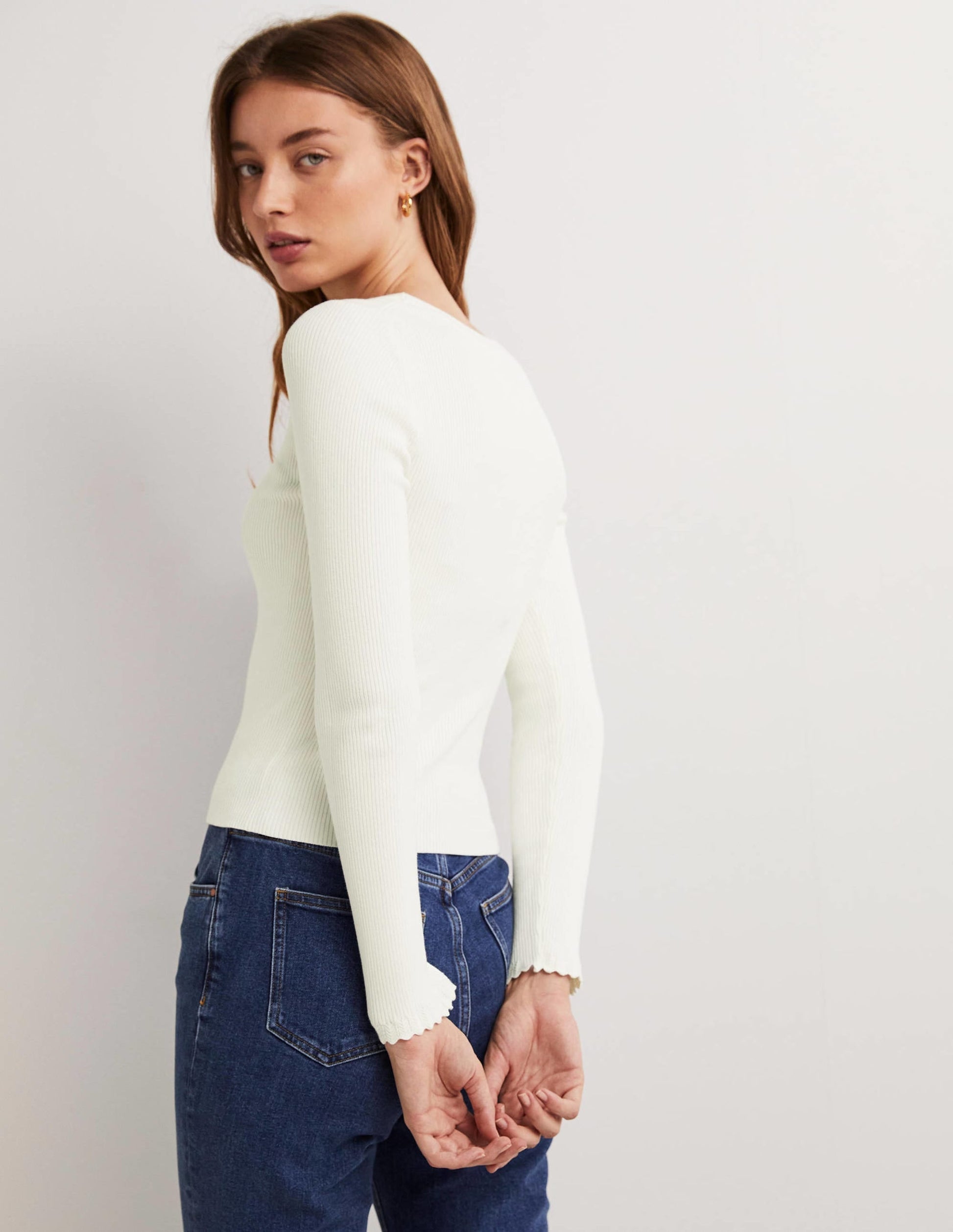 Ribbed Sweetheart Cardigan-Ivory-2