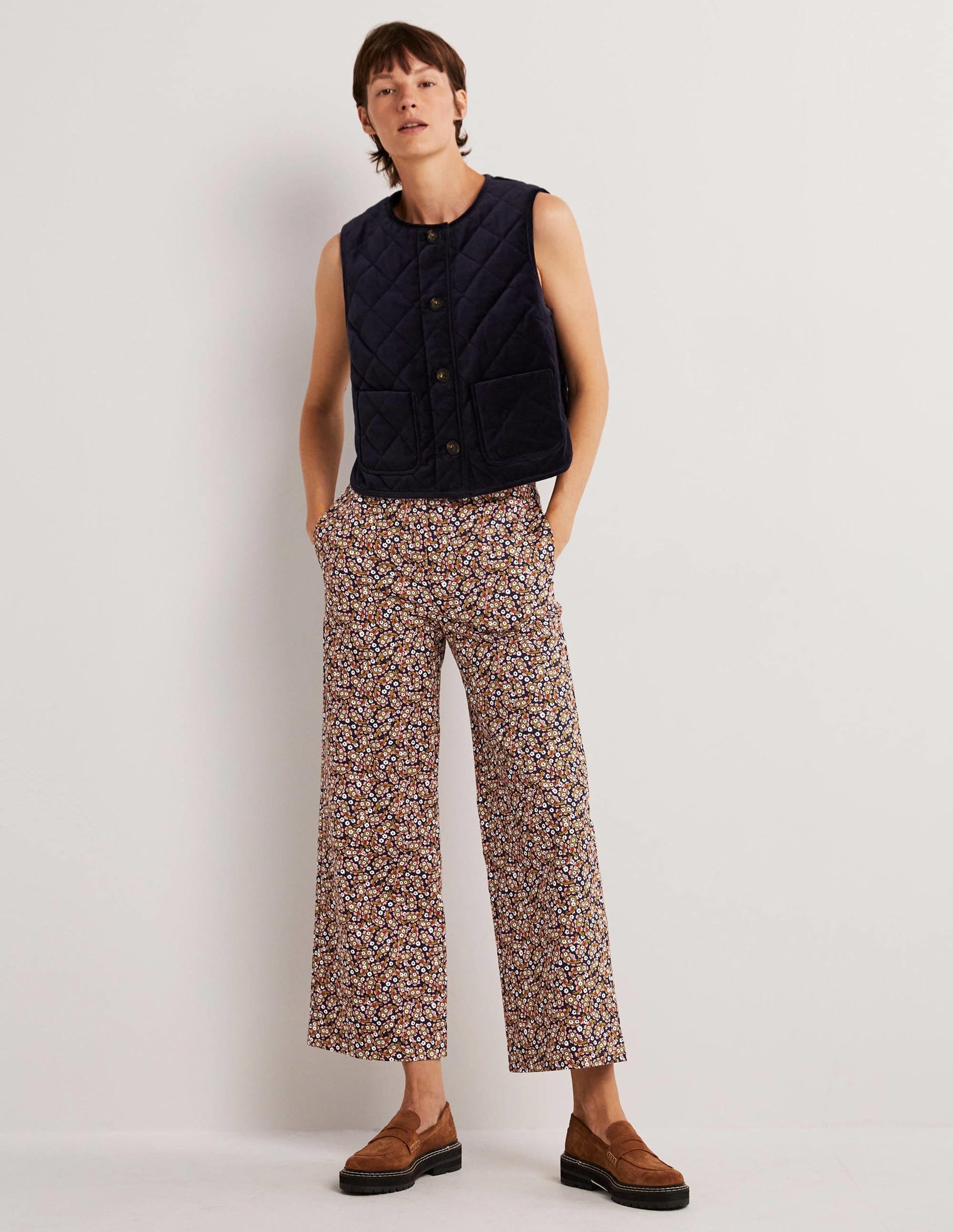 High Waisted Richmond Trousers-Citronelle, Petal Paisley-1