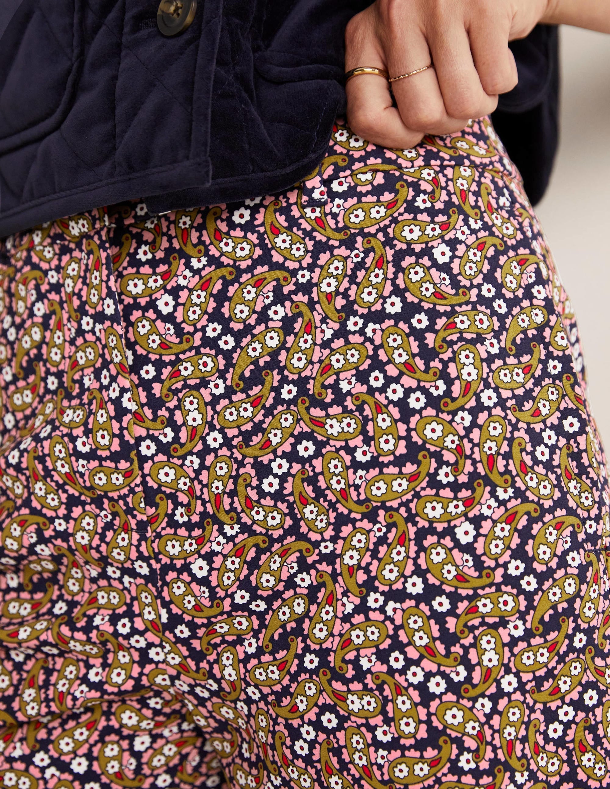 High Waisted Richmond Trousers-Citronelle, Petal Paisley - Image 2