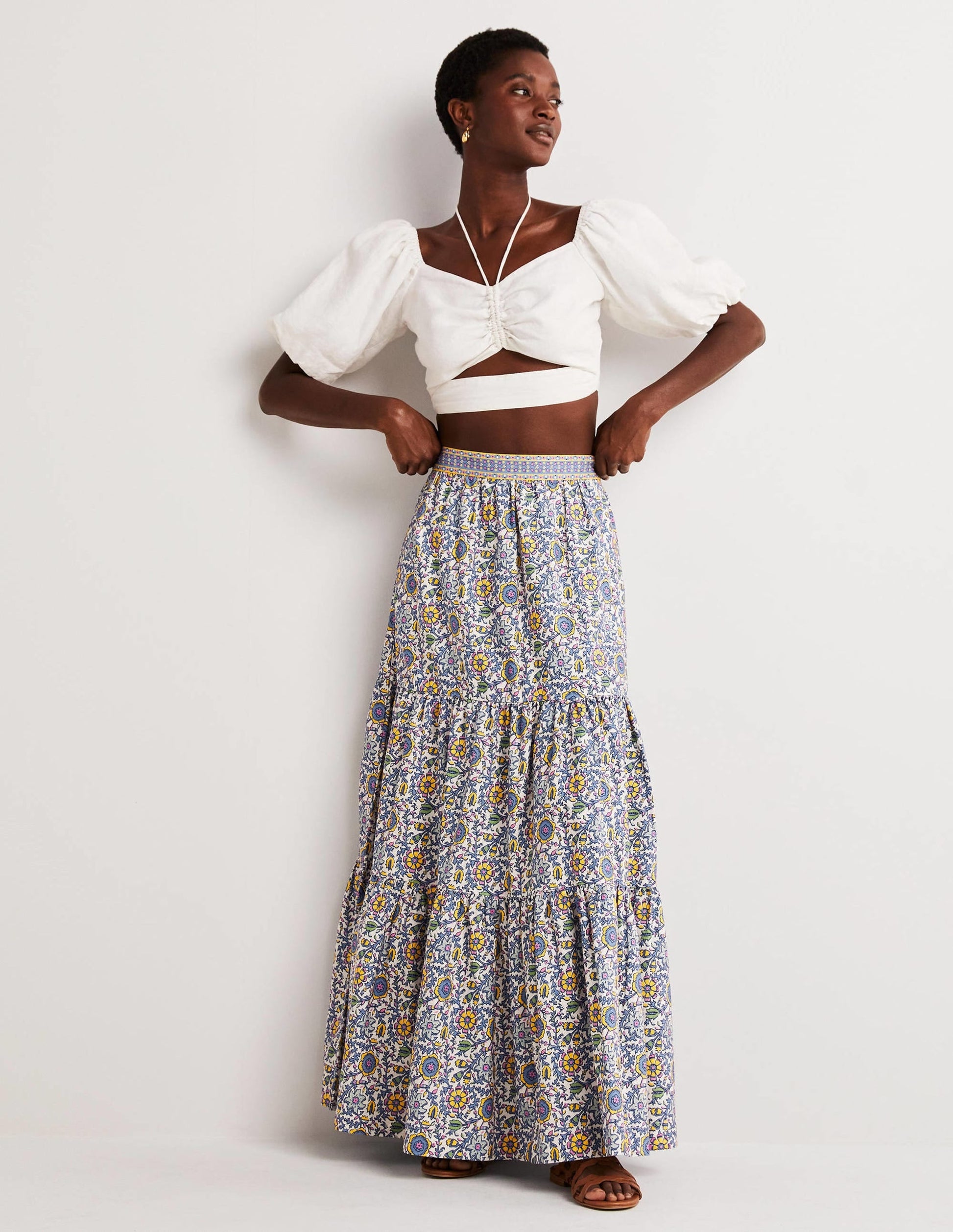 Lorna Tiered Maxi Skirt-Enchanting Twig, Ivory-1