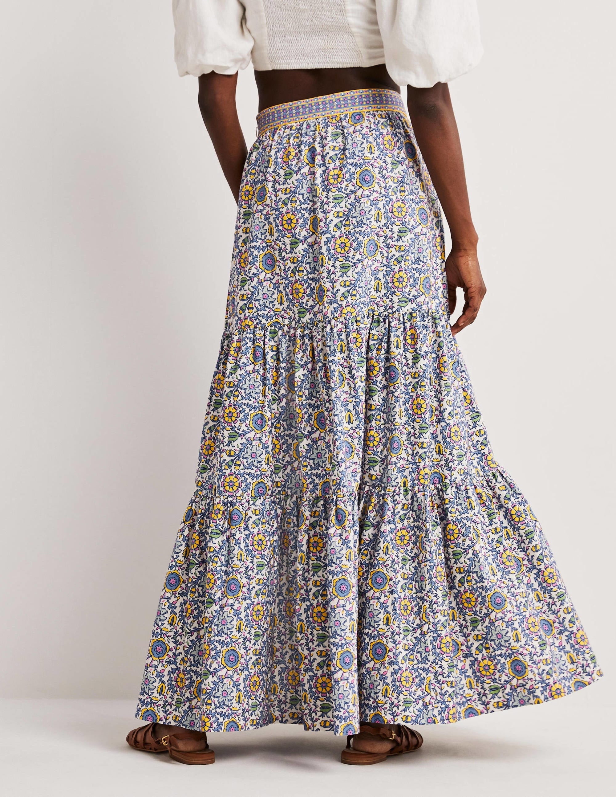 Lorna Tiered Maxi Skirt-Enchanting Twig, Ivory - Image 3