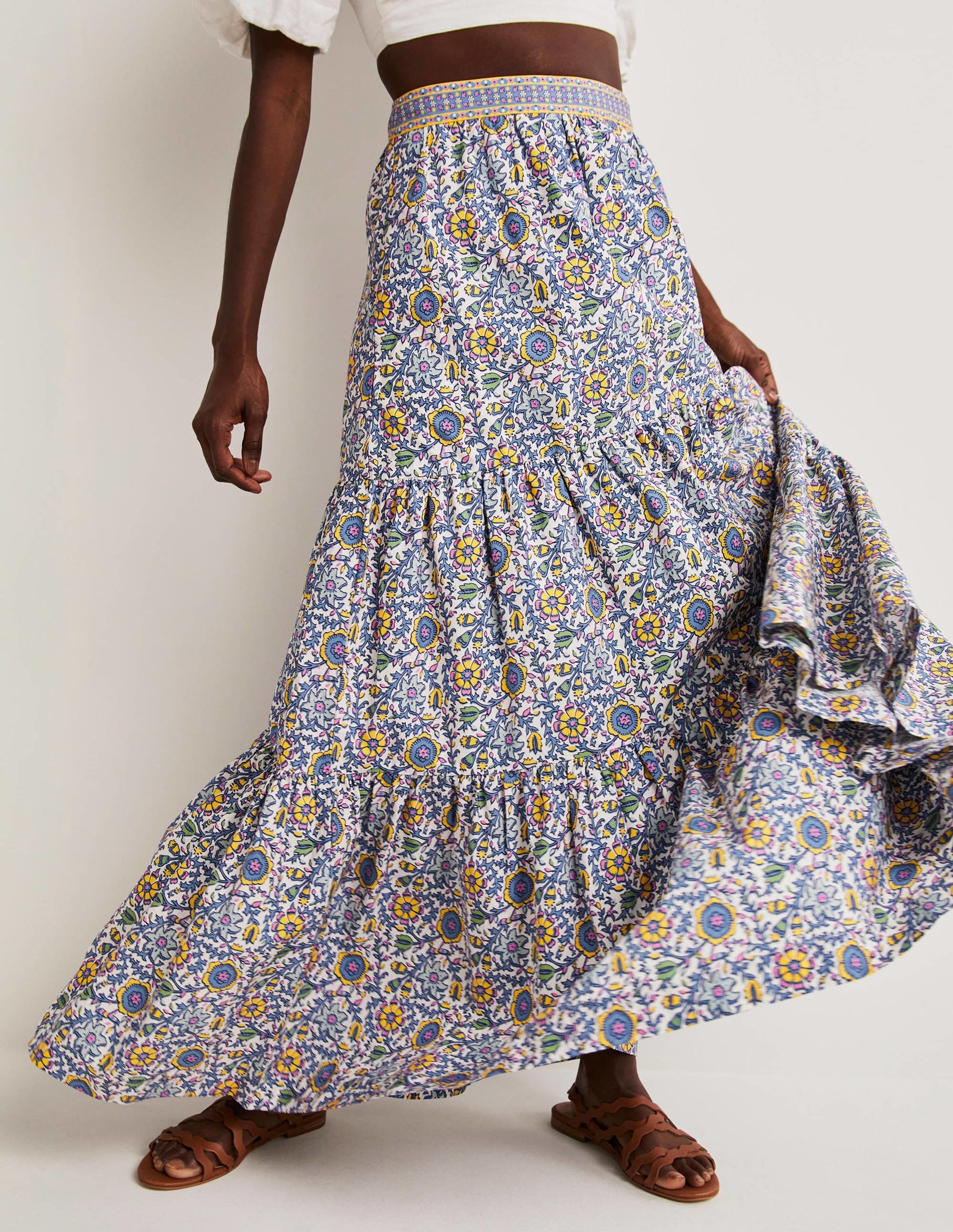 Lorna Tiered Maxi Skirt-Enchanting Twig, Ivory - Image 4