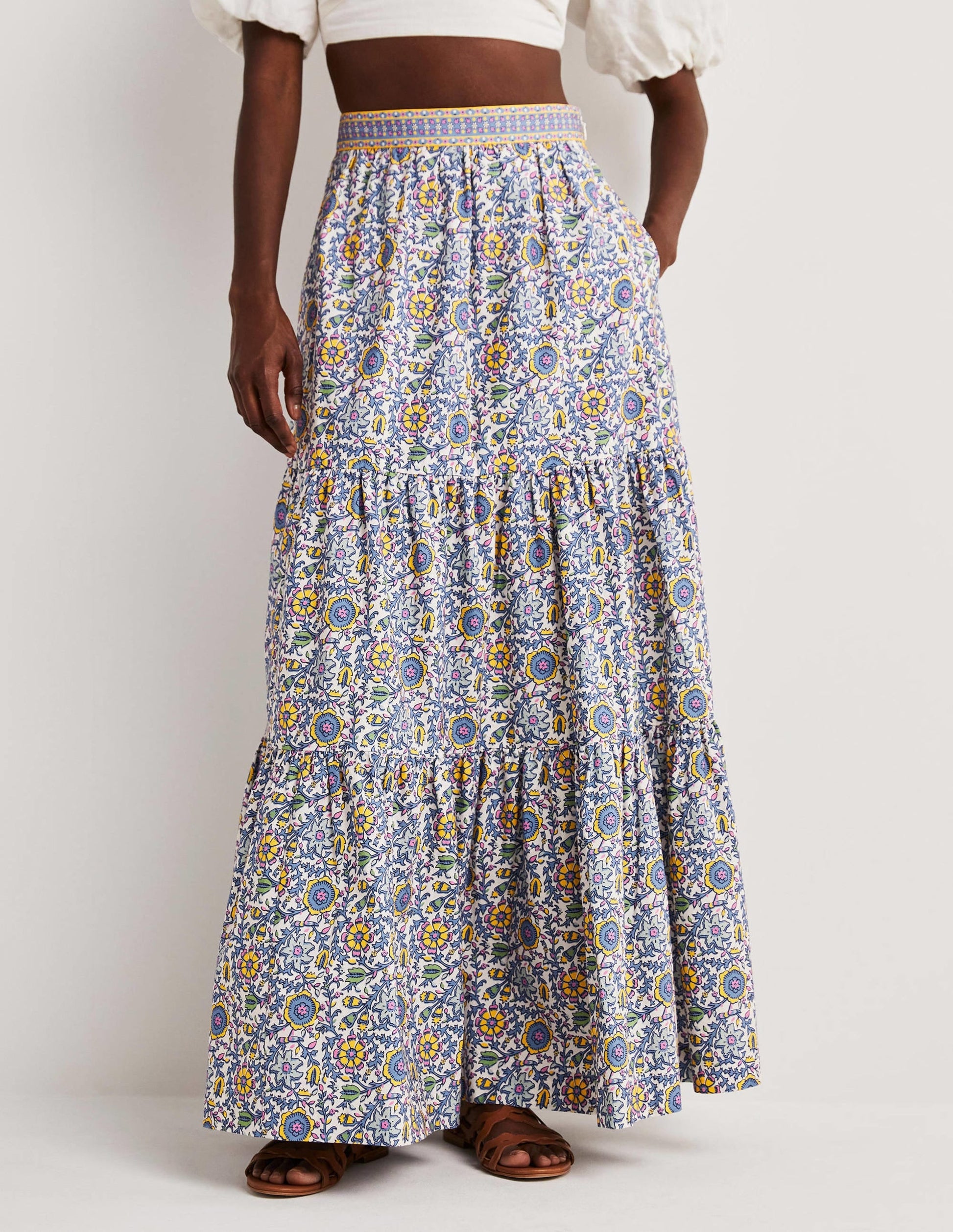 Lorna Tiered Maxi Skirt-Enchanting Twig, Ivory-5