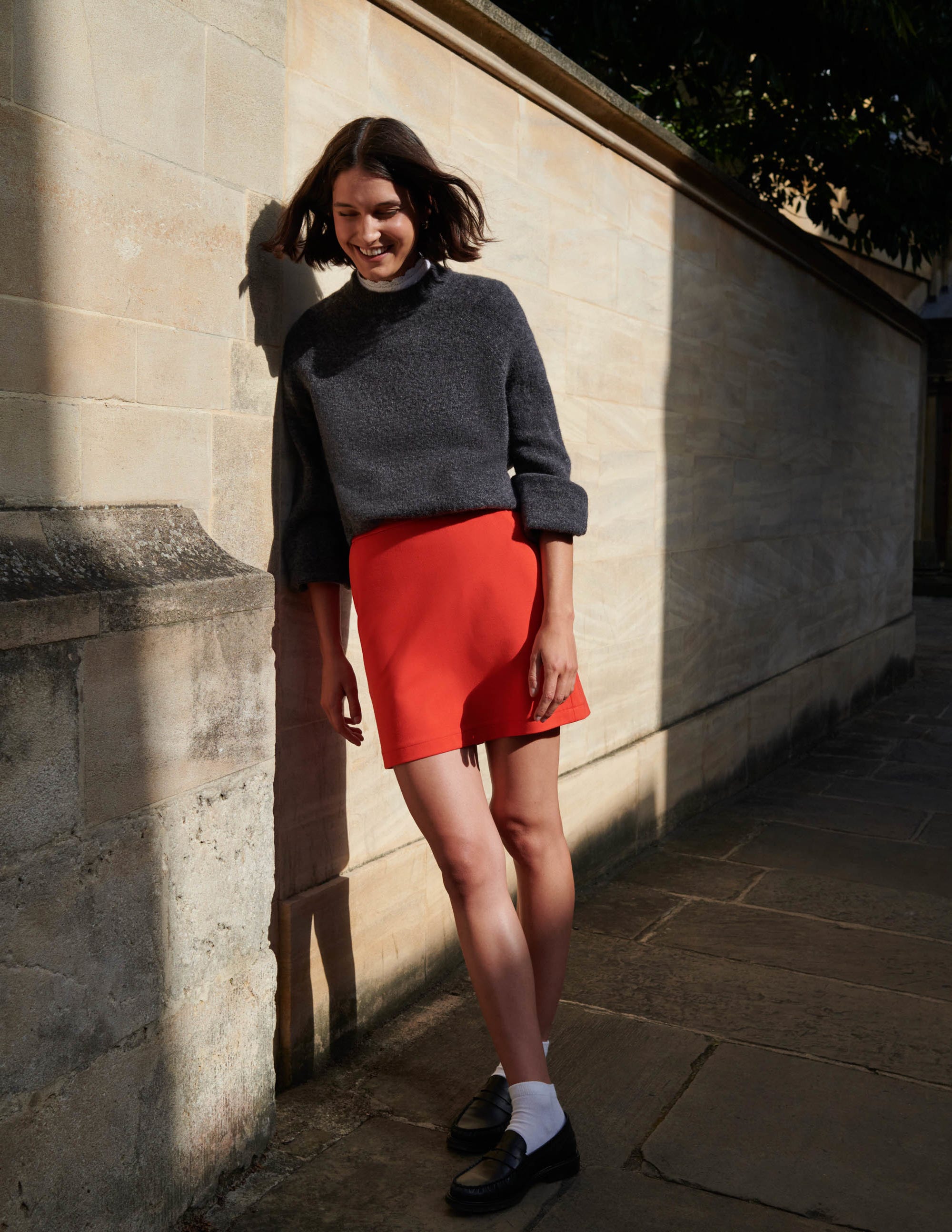 Ponte A-line Mini Skirt-Rocket Red - Image 5