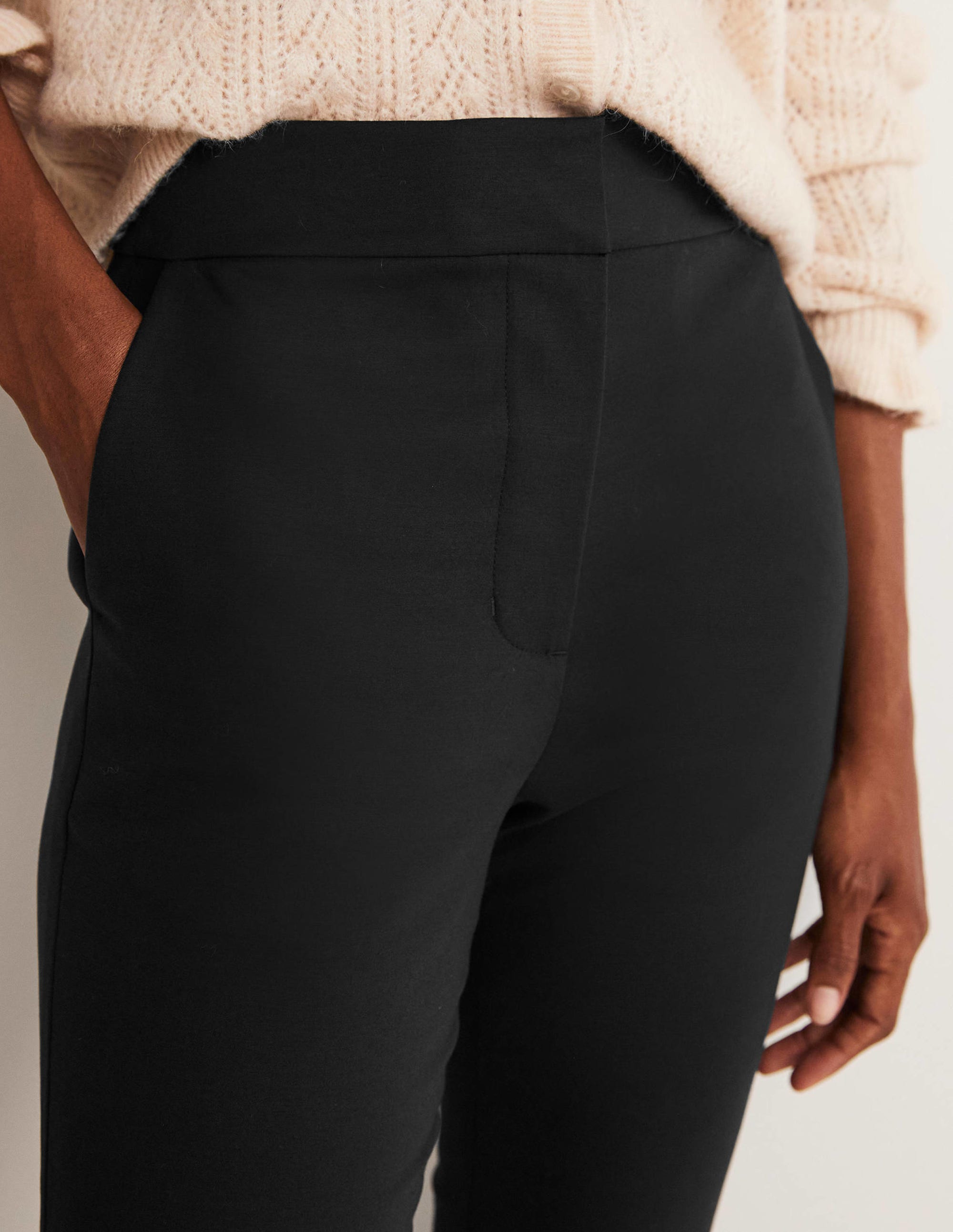 Cropped Flare Trousers-Black - Image 7