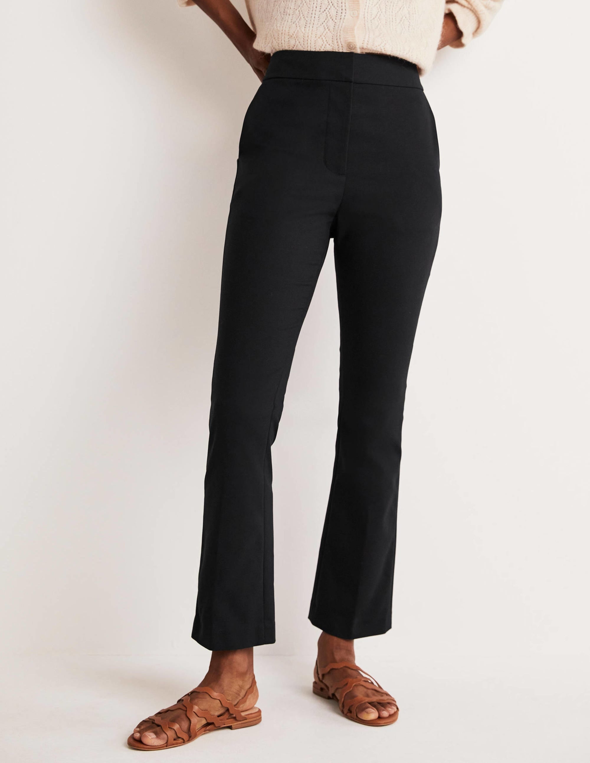 Cropped Flare Trousers-Black - Image 9