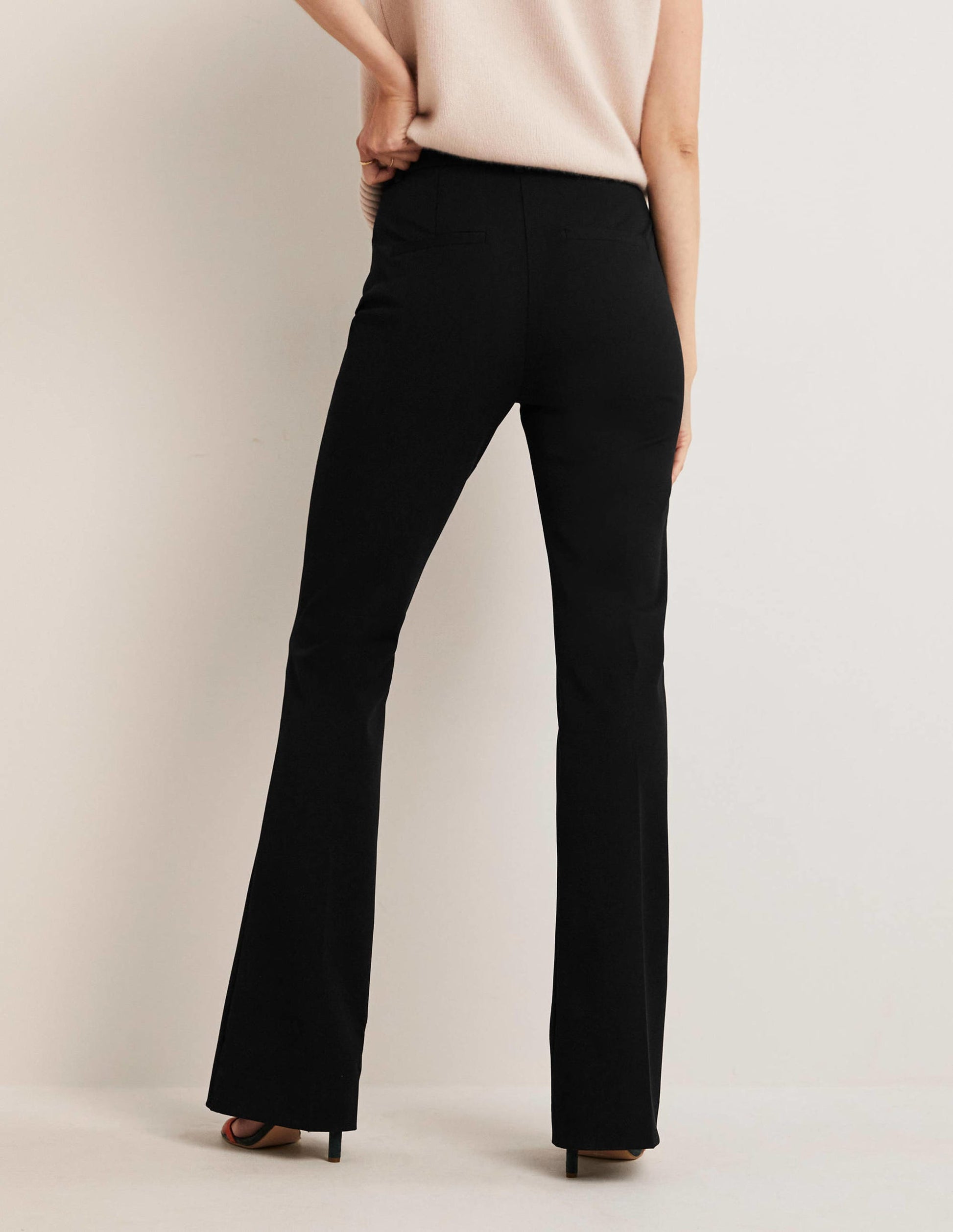Bi-Stretch Flared Trousers-Black-3