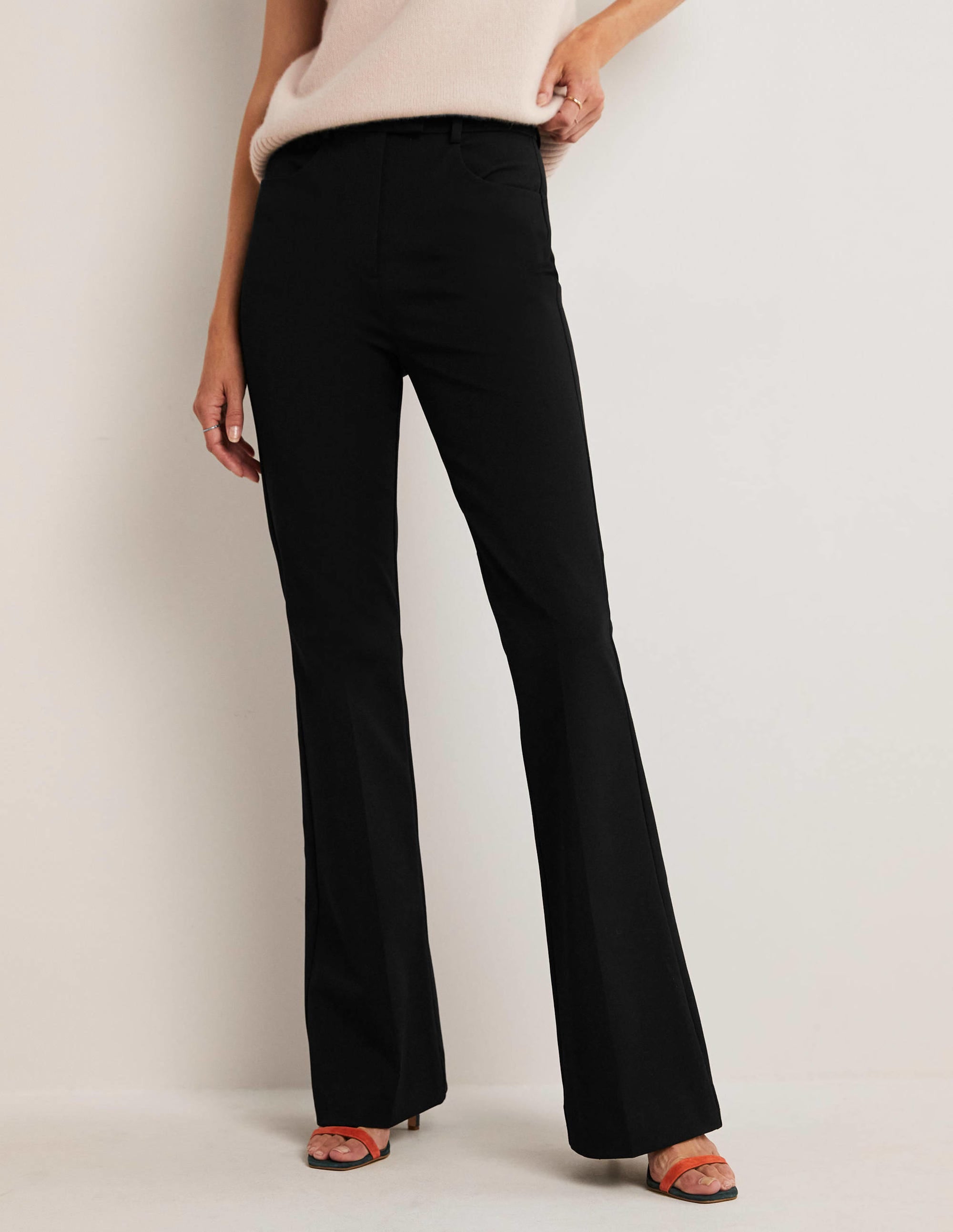 Bi-Stretch Flared Trousers-Black - Image 4