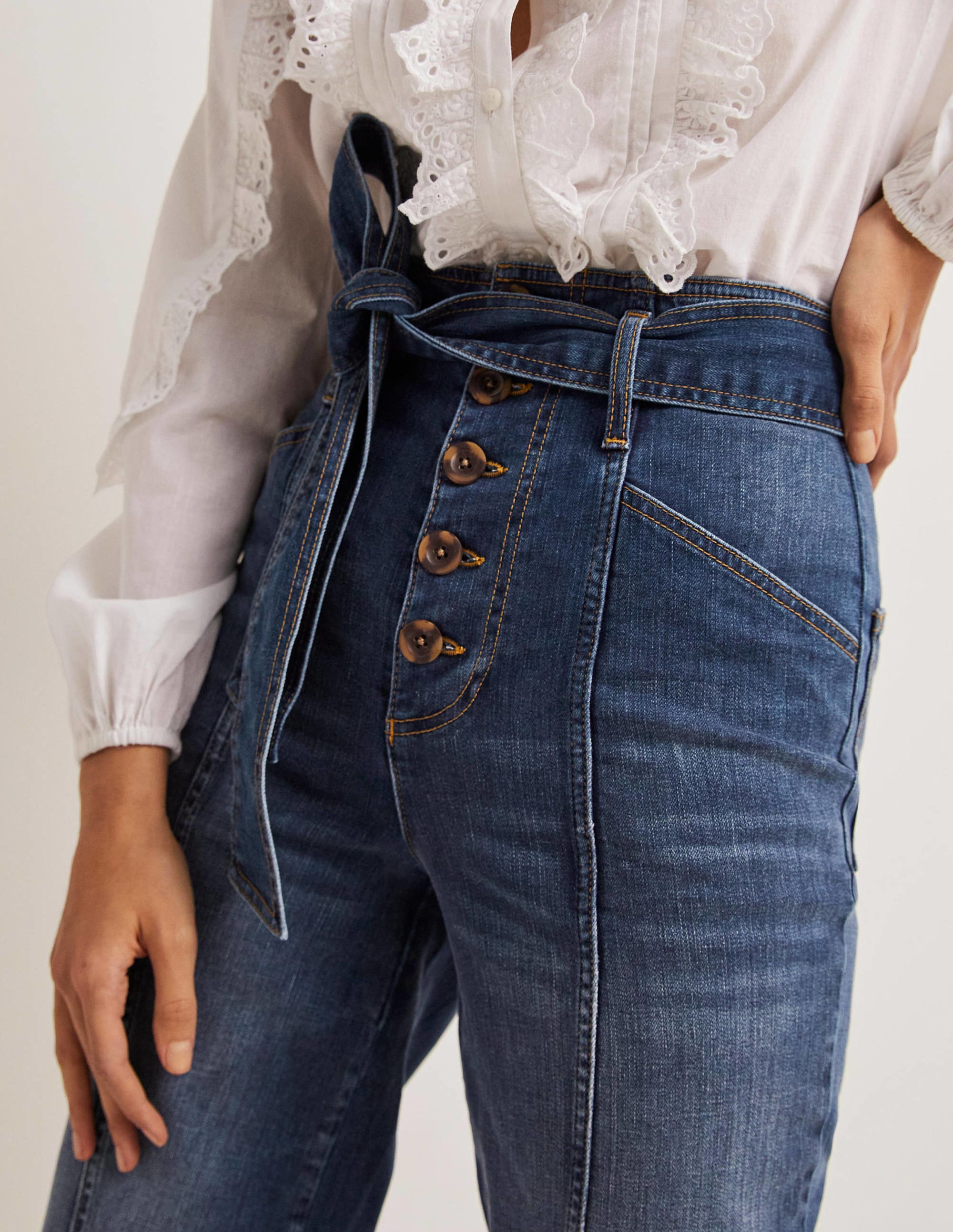 Belted High Rise Jeans-Mid Vintage - Image 2