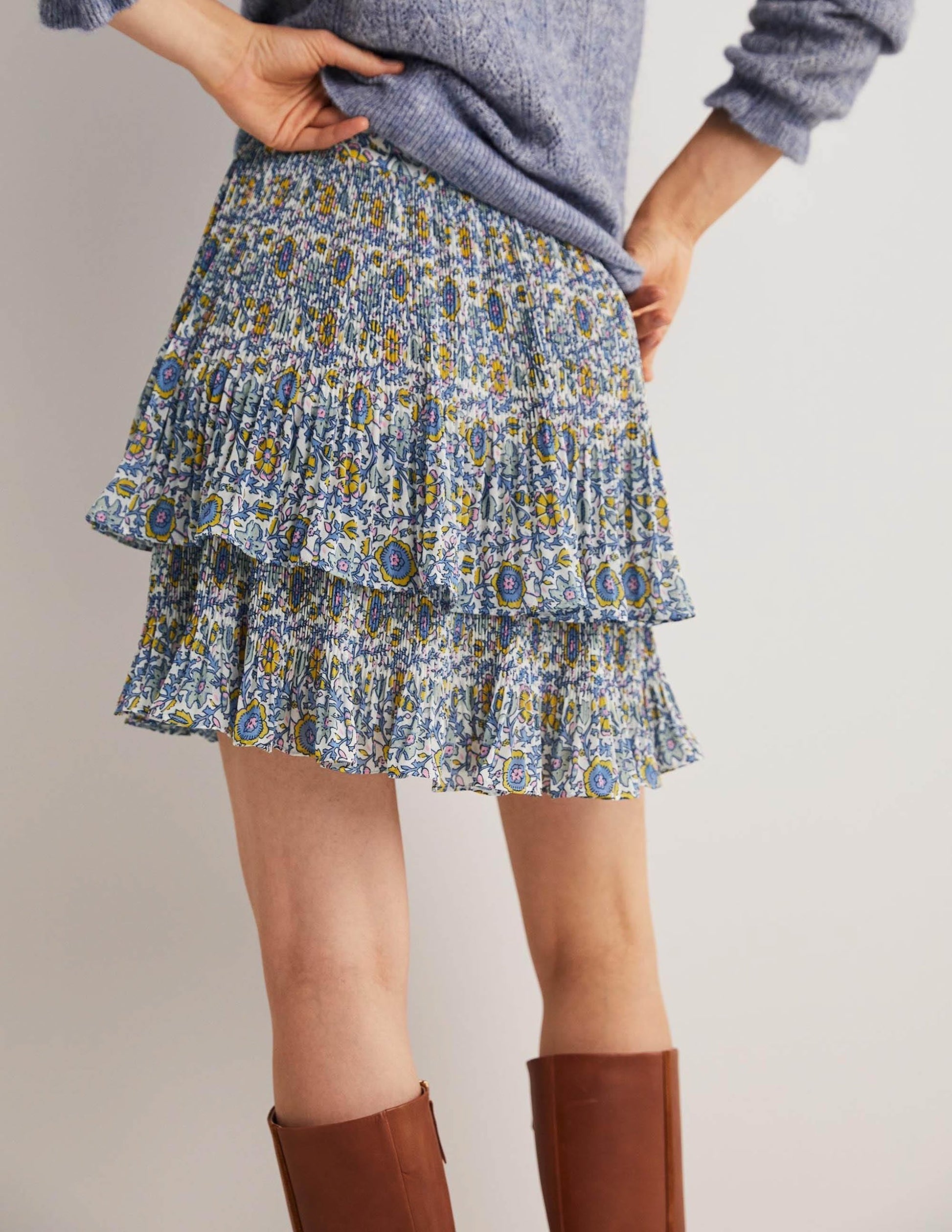 Plisse Mini Skirt-Ivory, Enchanting Twig-3