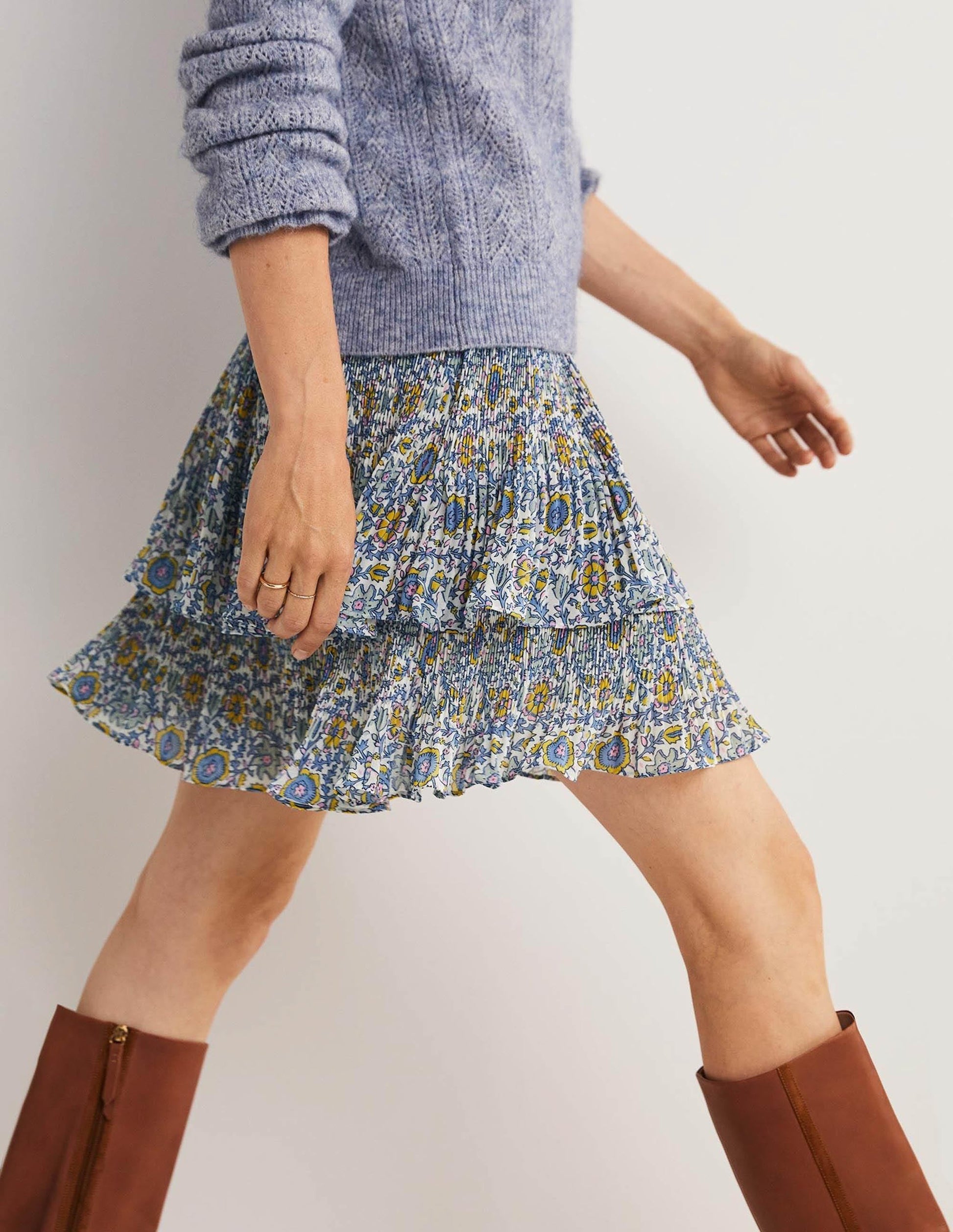 Plisse Mini Skirt-Ivory, Enchanting Twig-5