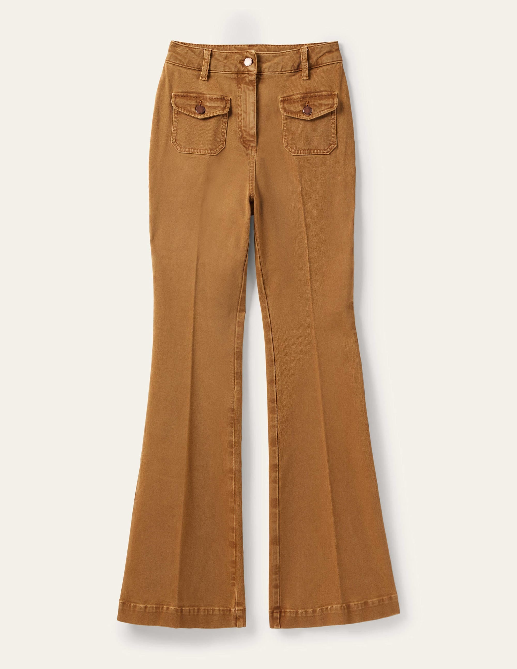 High Waist Flare Trousers-Butterscotch Brown - Image 11