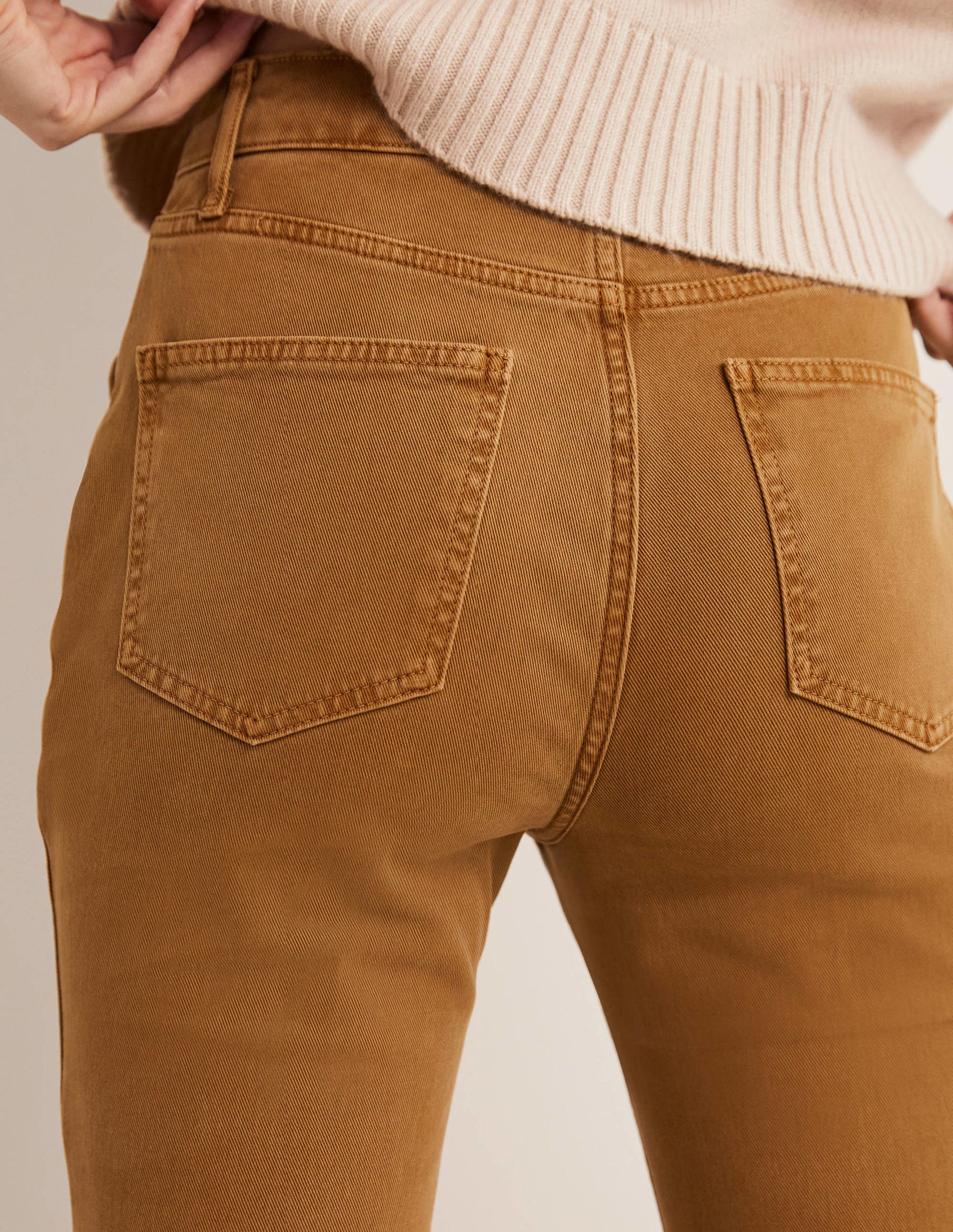 High Waist Flare Trousers-Butterscotch Brown - Image 2