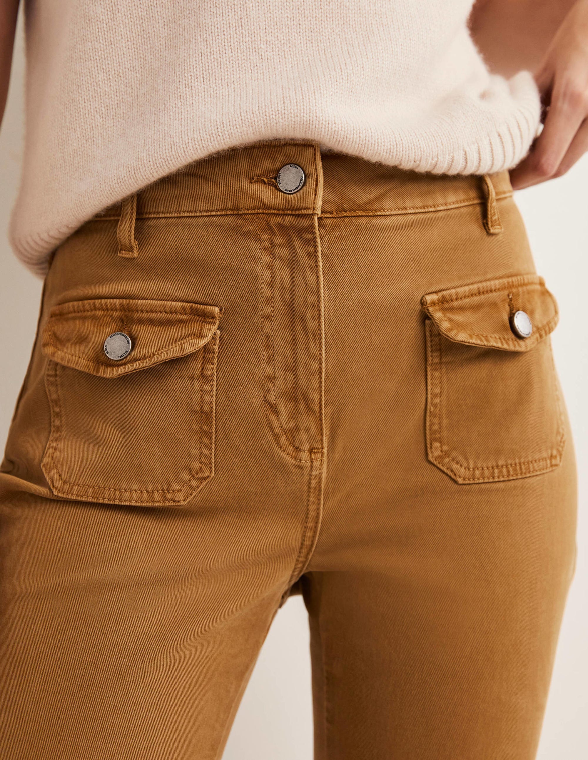 High Waist Flare Trousers-Butterscotch Brown - Image 4