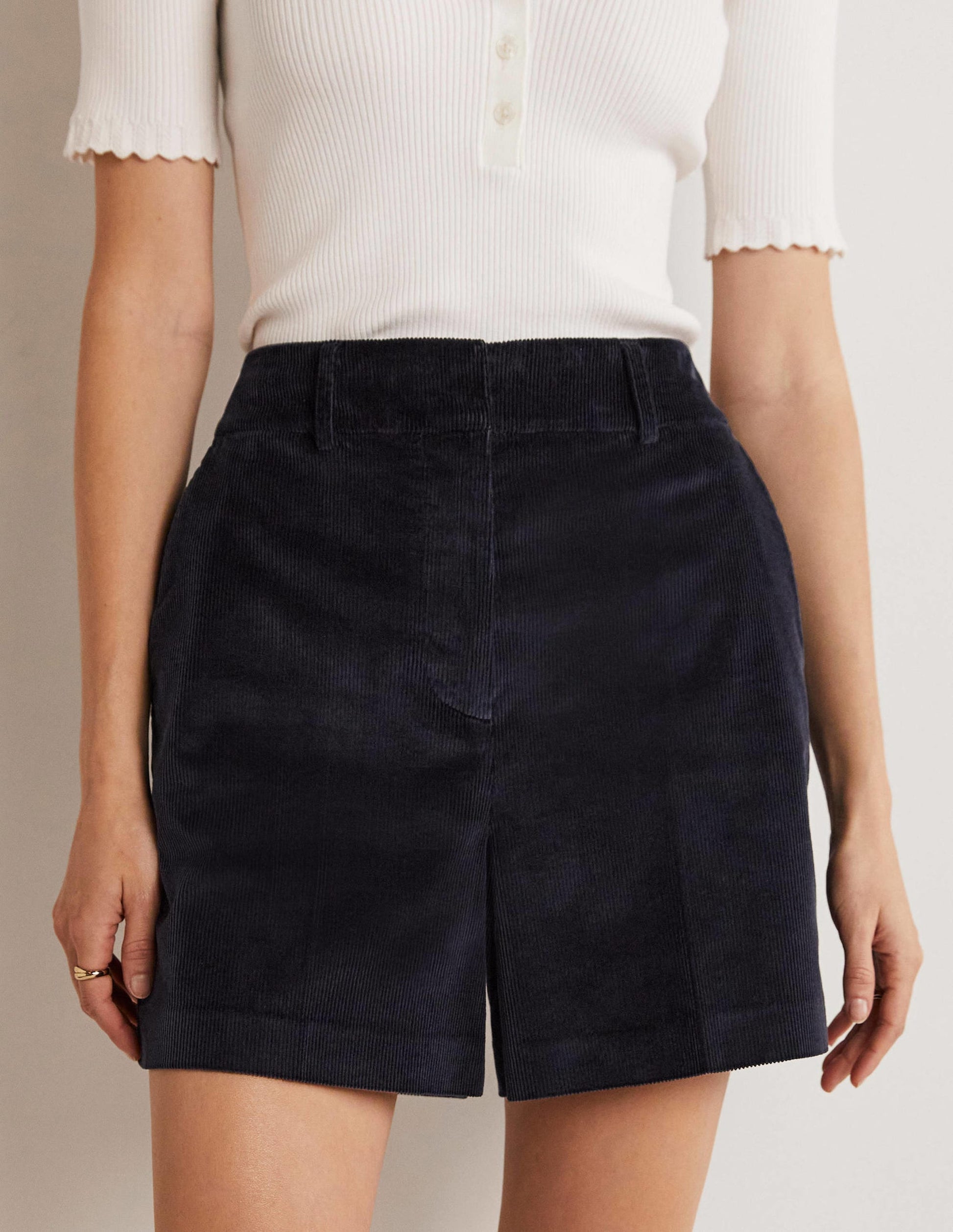 High Waist Shorts-Navy-9