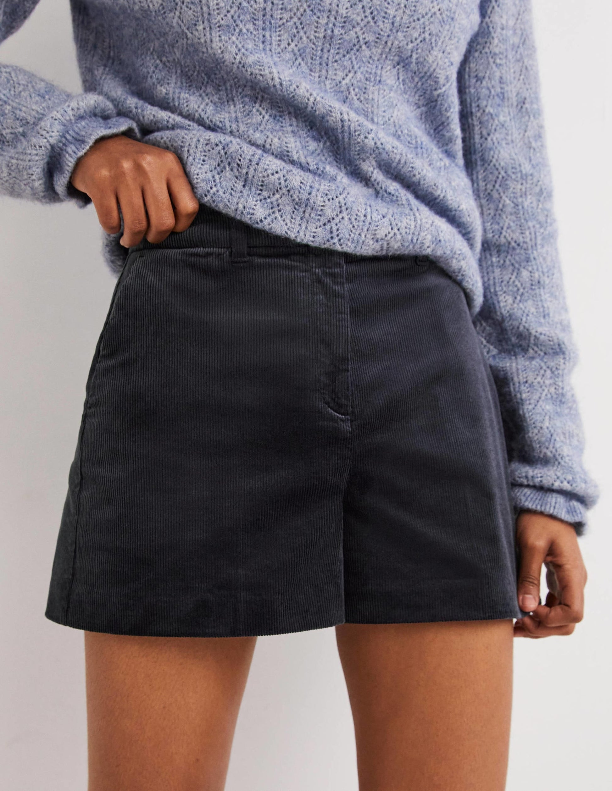 High Waist Shorts-Navy-4