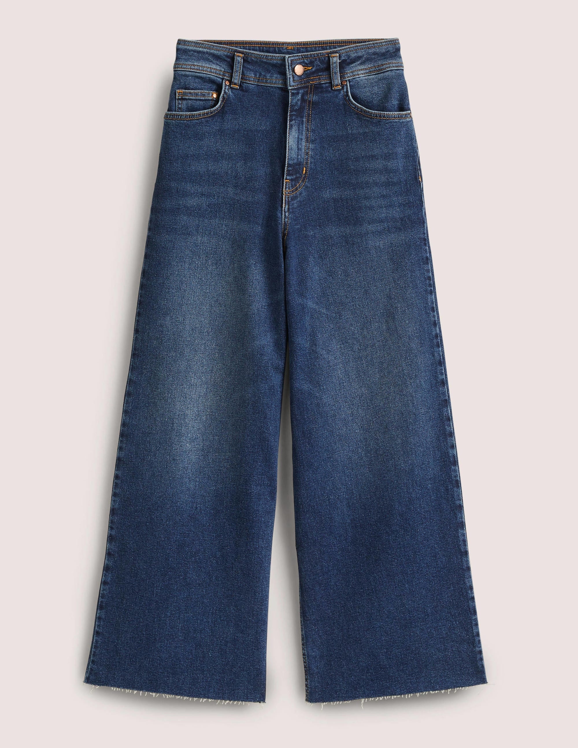 High Rise Wide Leg Jeans-Mid Vintage, Beige Tint - Image 5