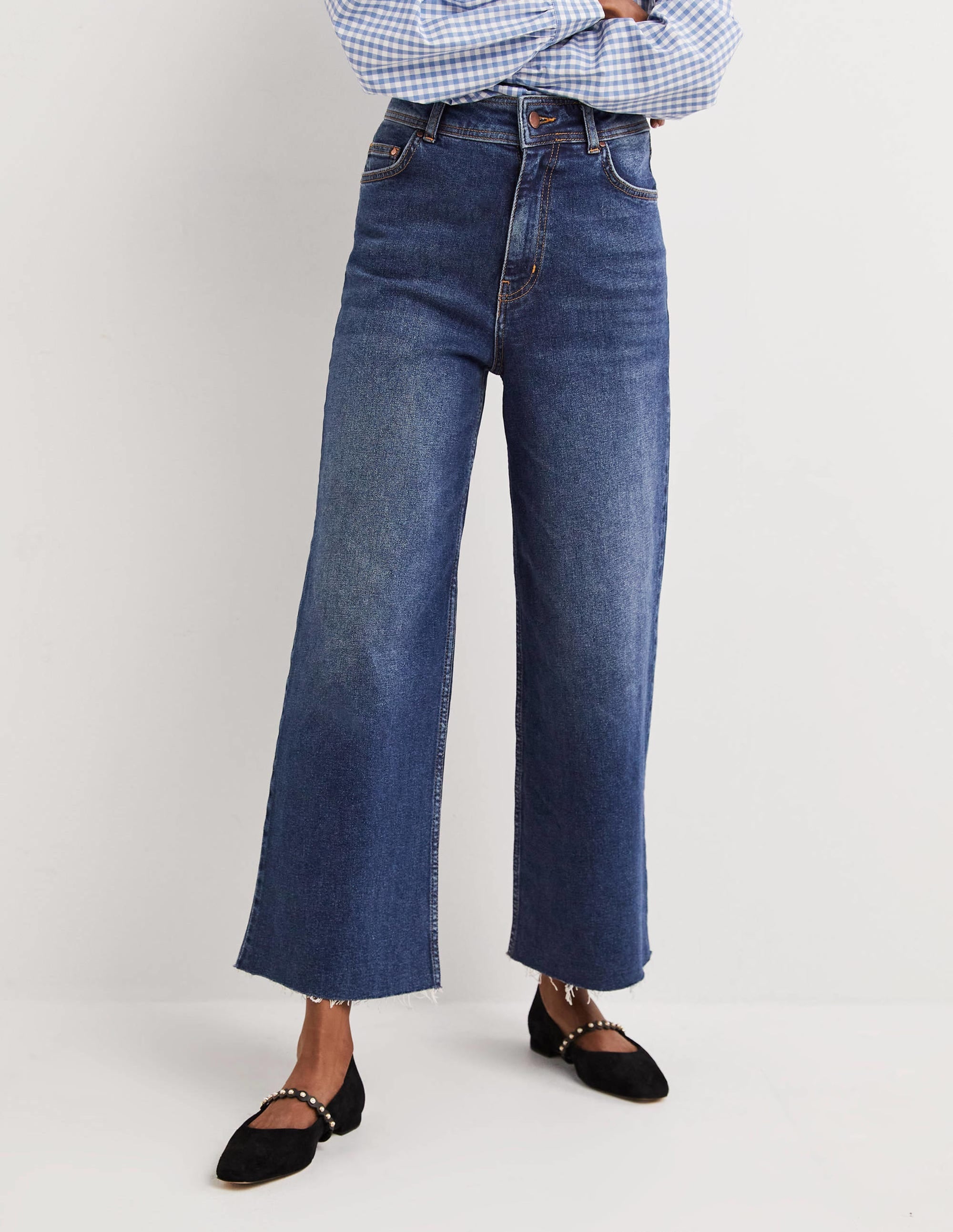 High Rise Wide Leg Jeans-Mid Vintage, Beige Tint - Image 3