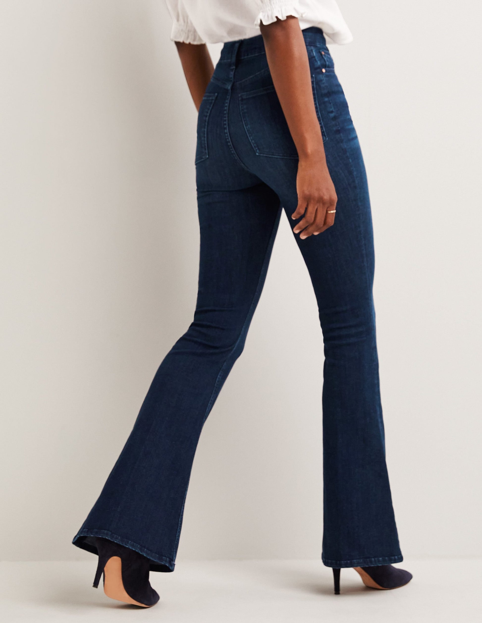 High Rise Fitted Flare Jeans-Dark Vintage-4