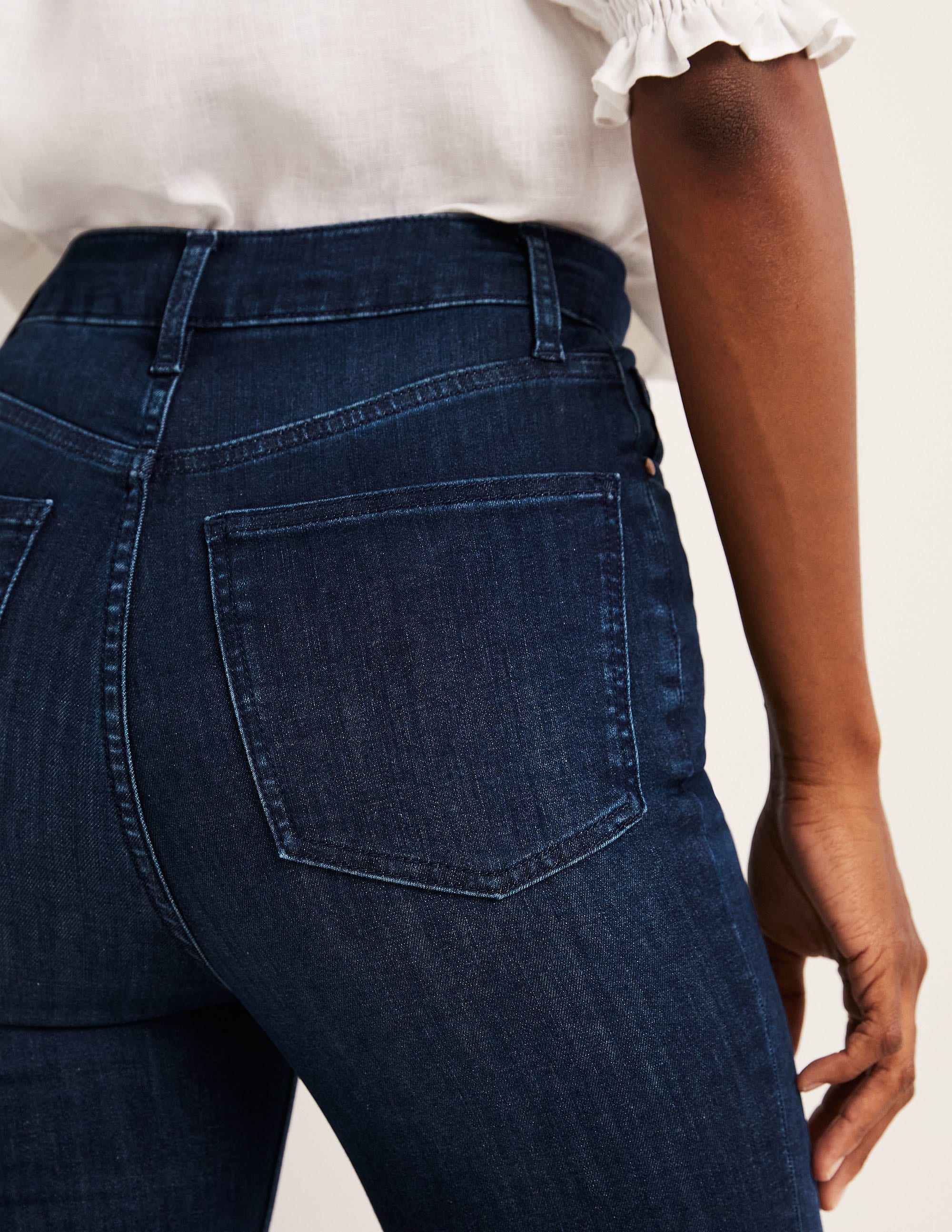 High Rise Fitted Flare Jeans-Dark Vintage - Image 5