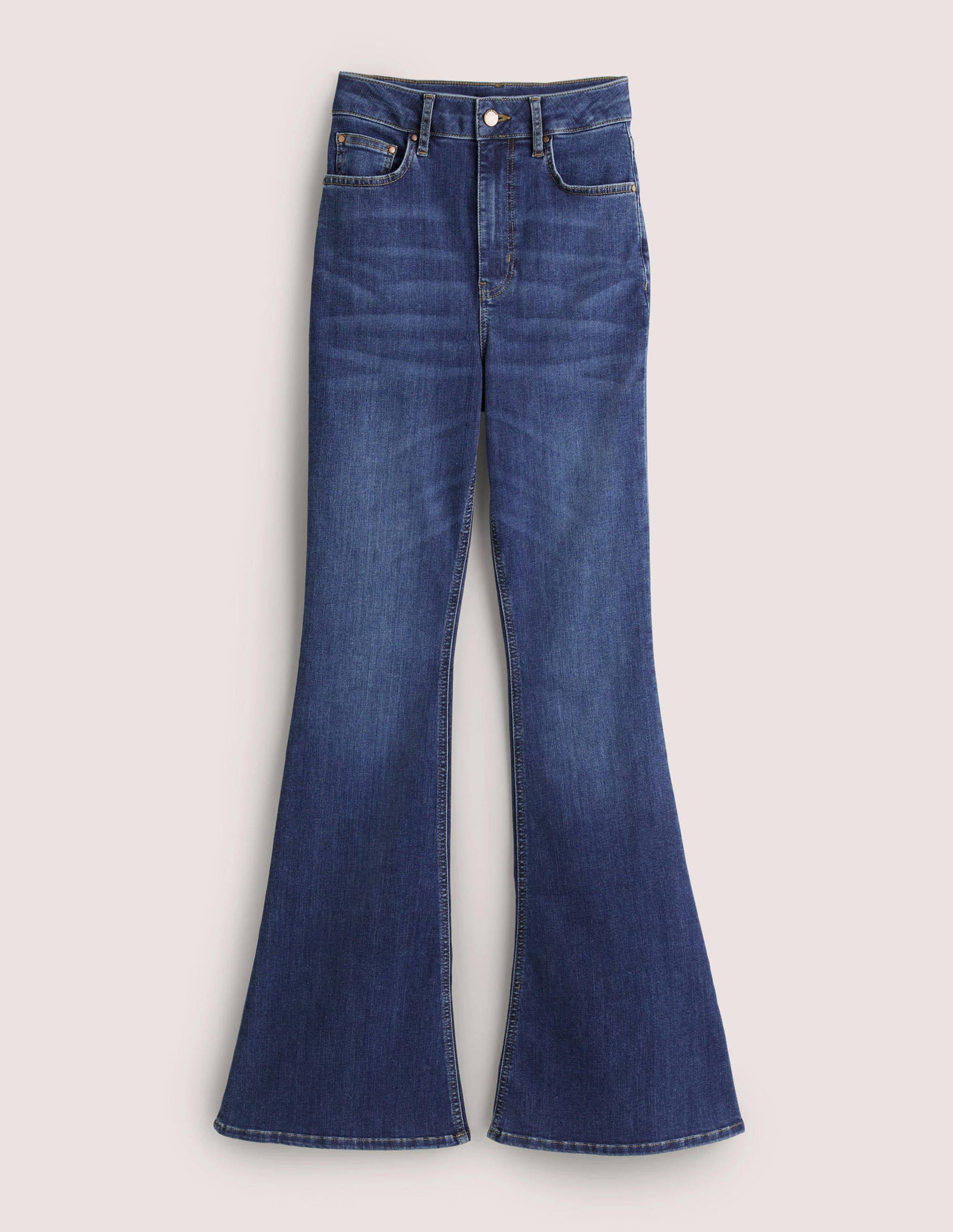 High Rise Fitted Flare Jeans-Mid Vintage-7