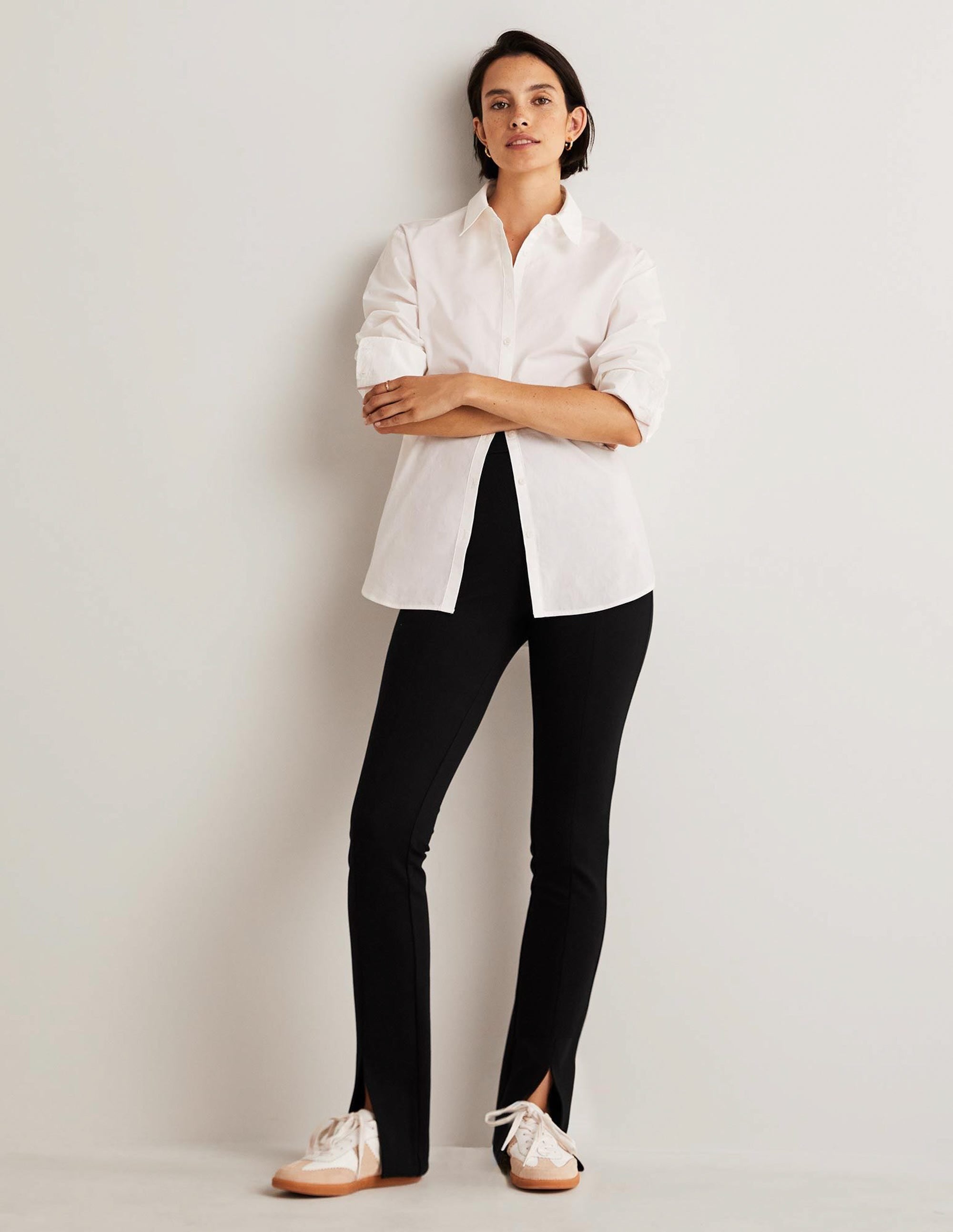 Front Split Jersey Trousers-Black - Image 1