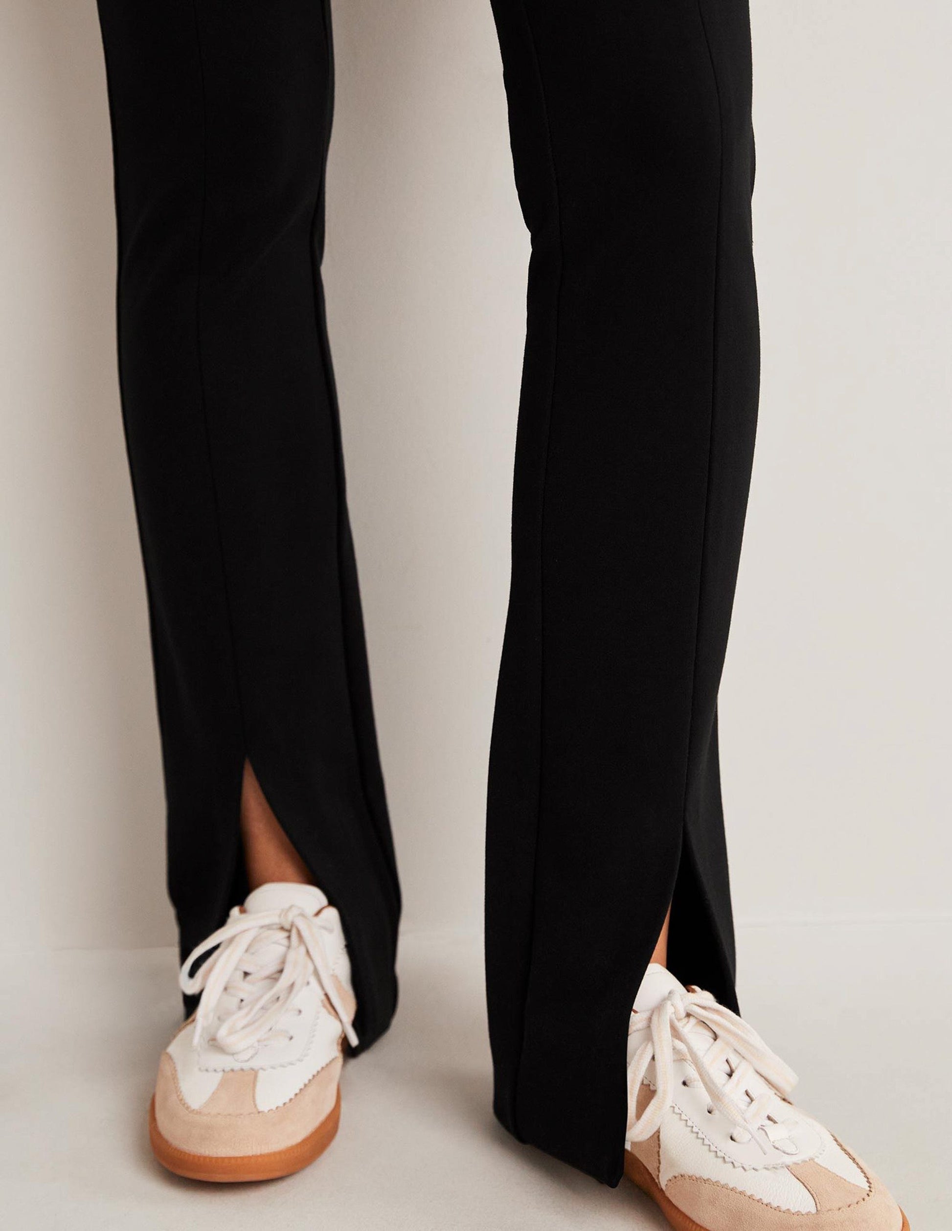 Front Split Jersey Trousers-Black-5