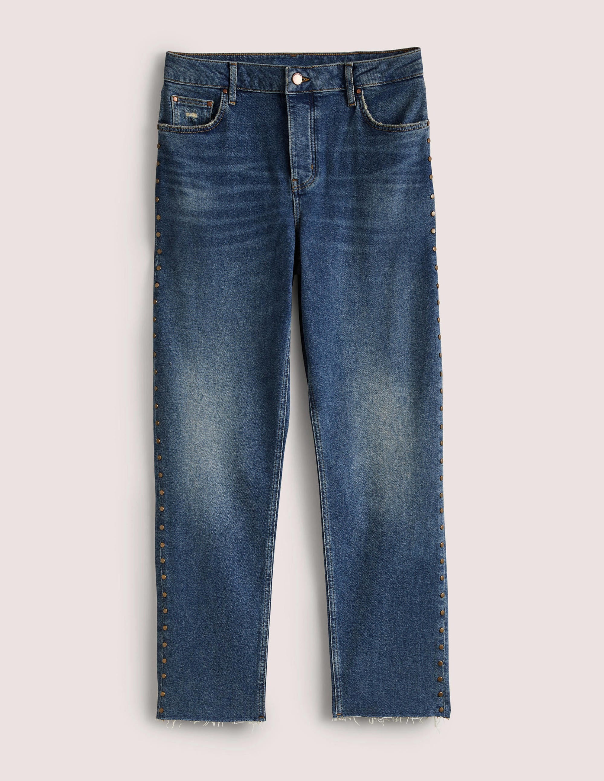 Relaxed Straight Studded Jeans-Mid Vintage, Stud - Image 6