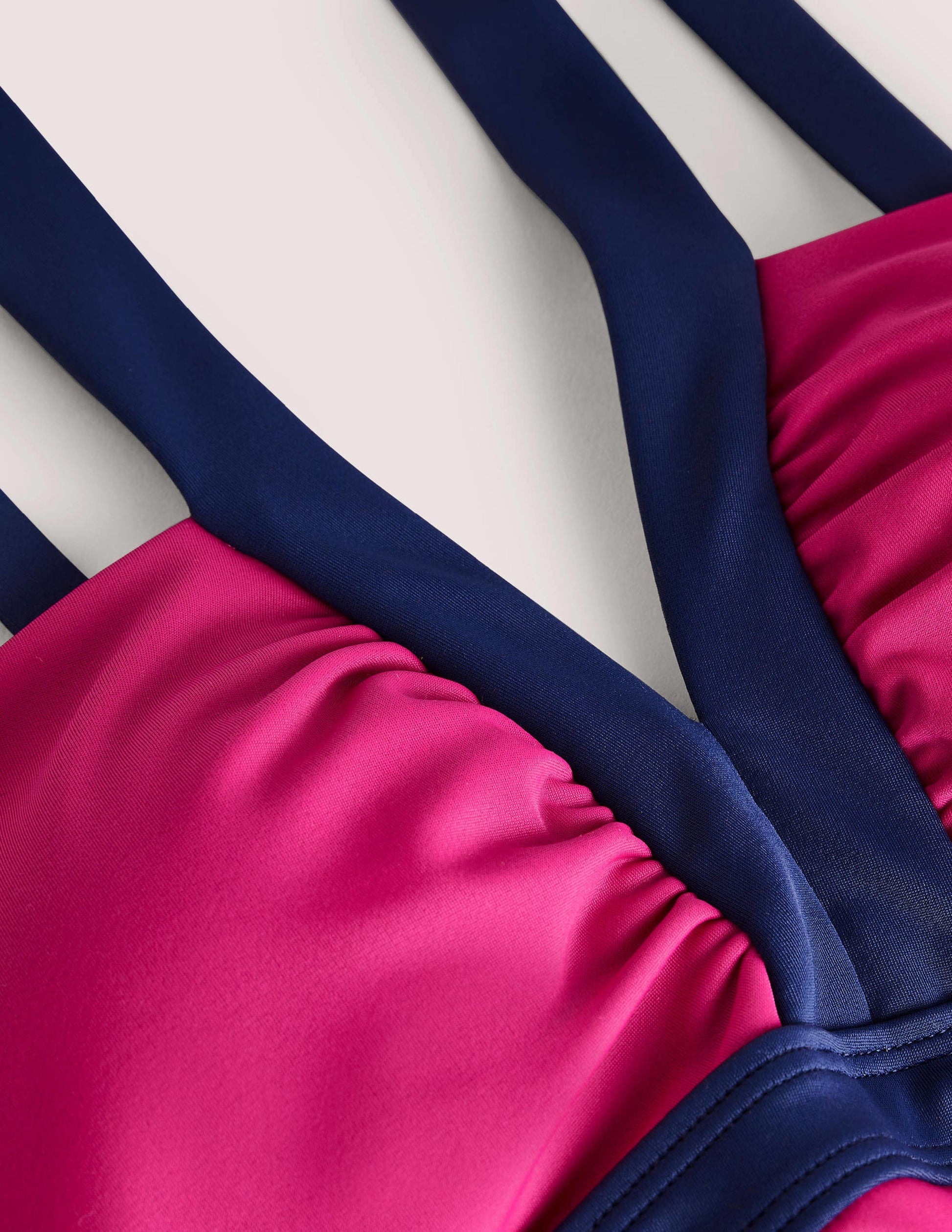 Corsica V-neck Tankini Top-Cherry Pink Colourblock-5