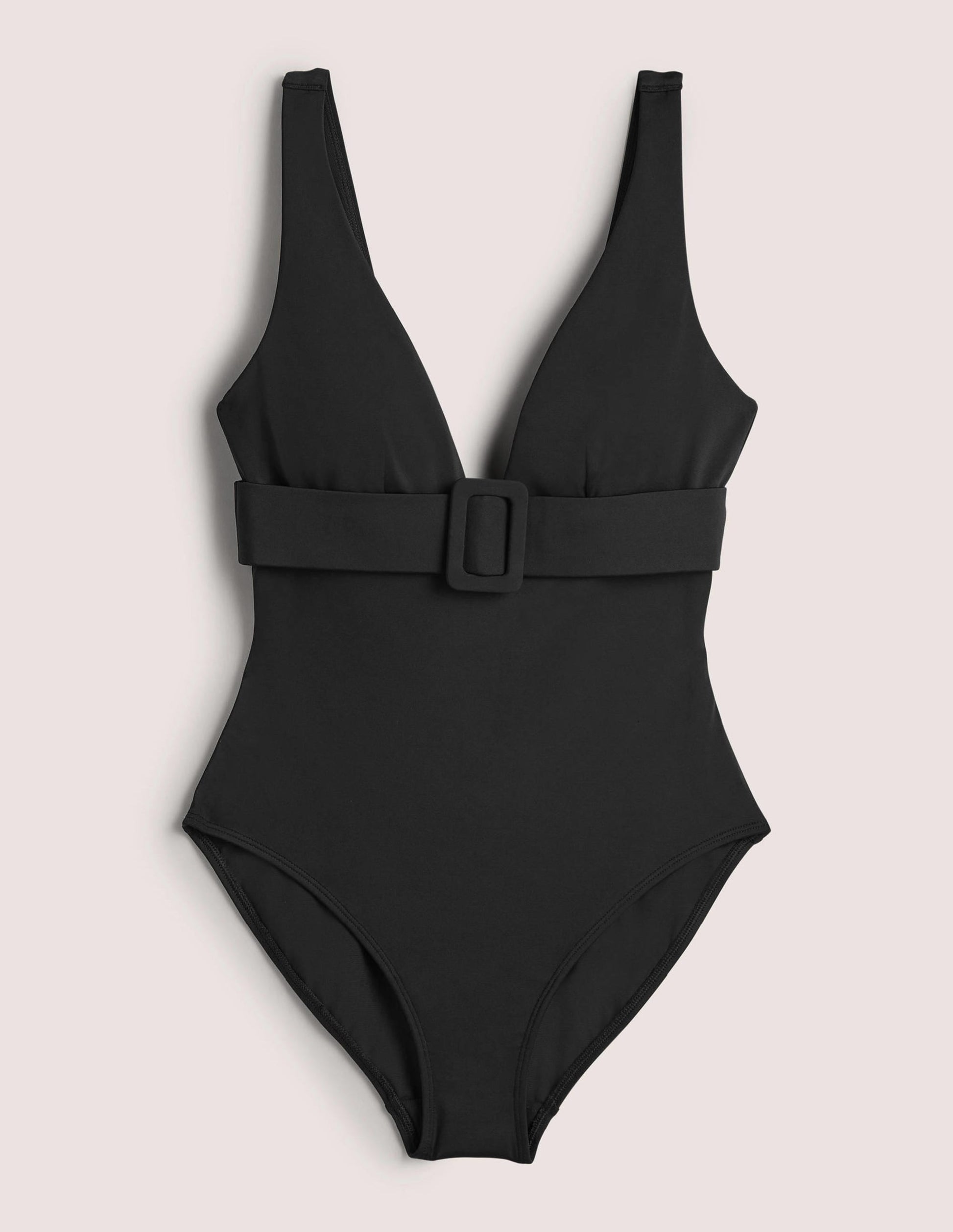 Belted Deep V Swimsuit-Black-7
