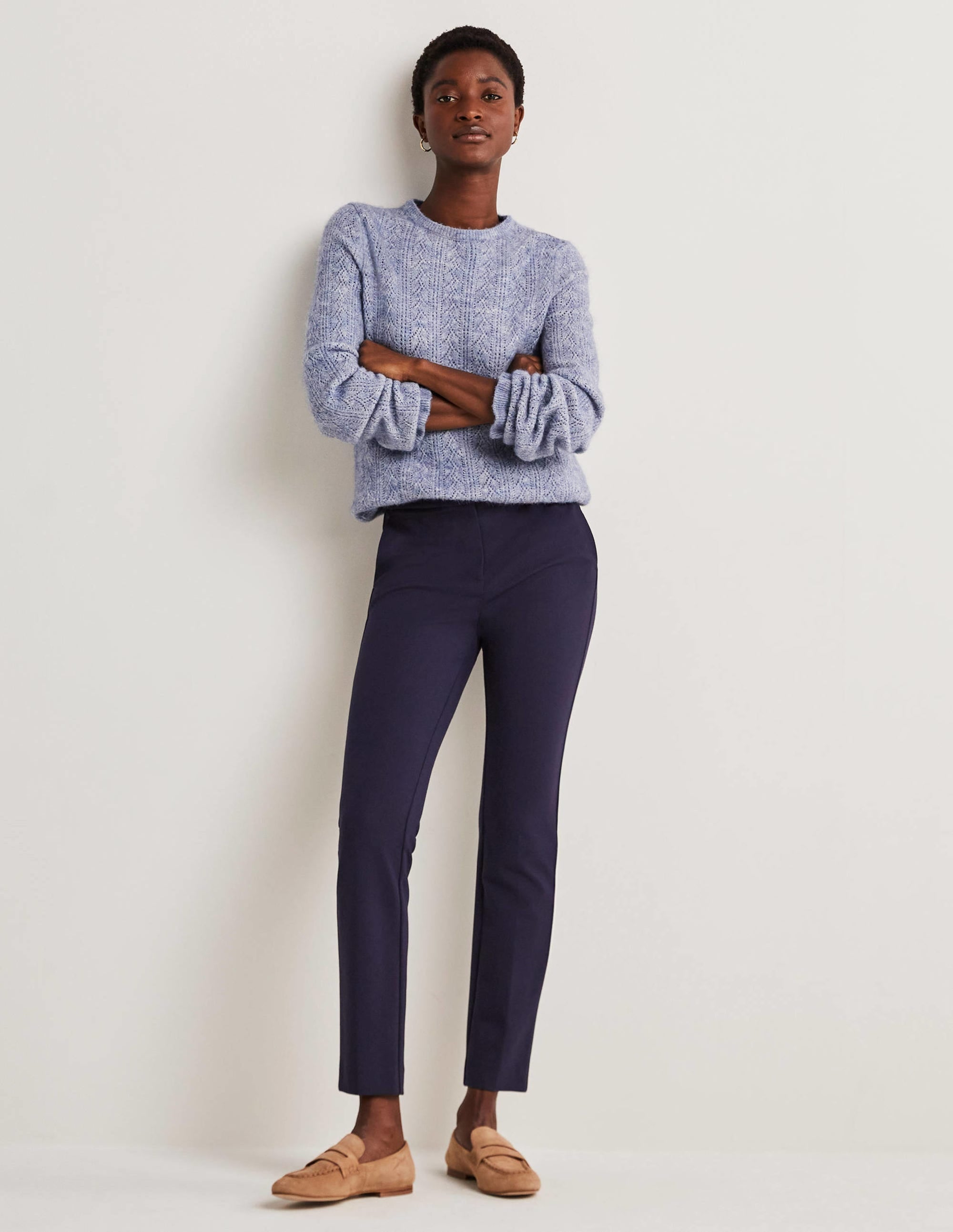 Hampshire 7/8 Ponte Trousers-Navy - Image 1
