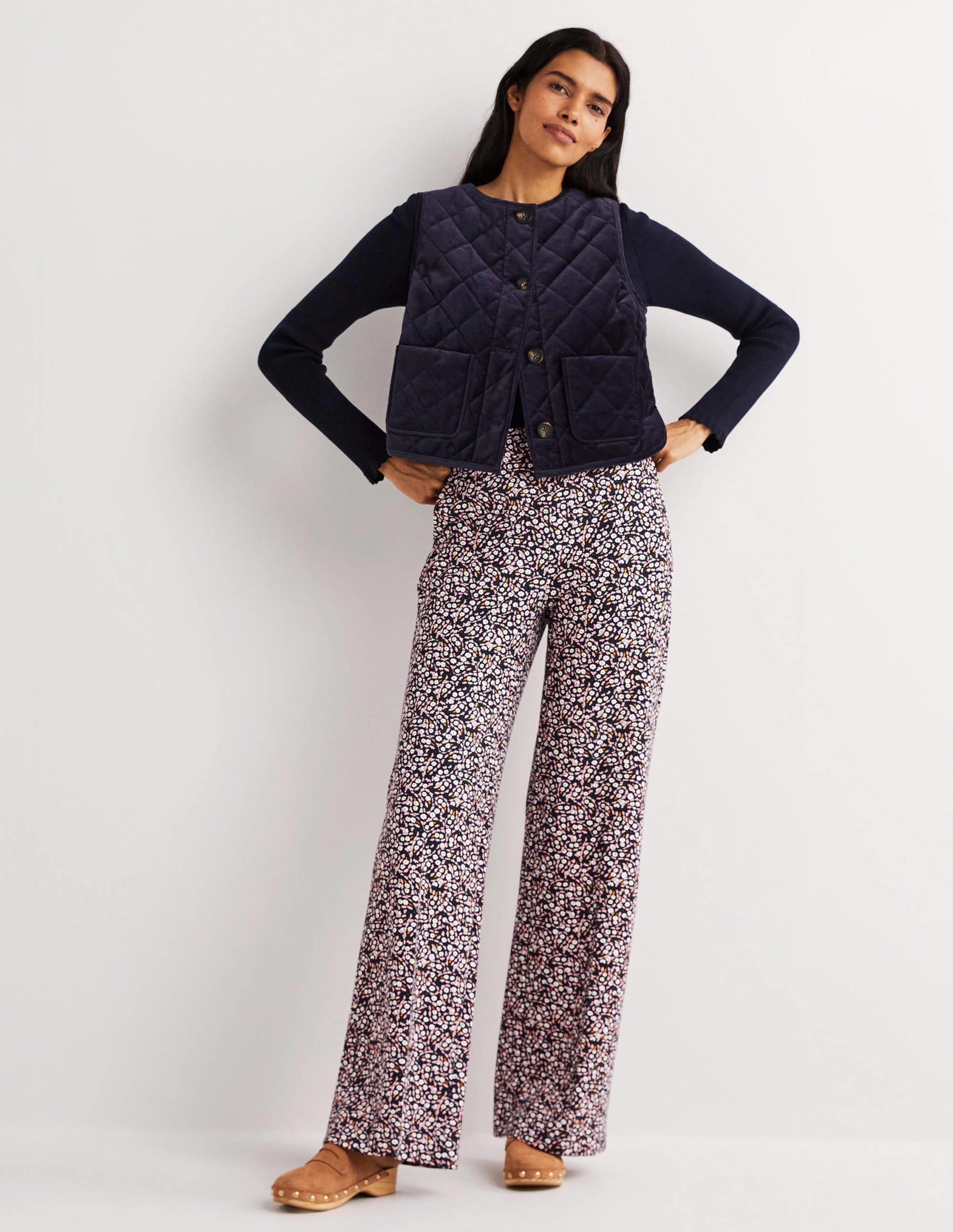 Westbourne Ponte Trousers-Navy, Petal Paisley - Image 1